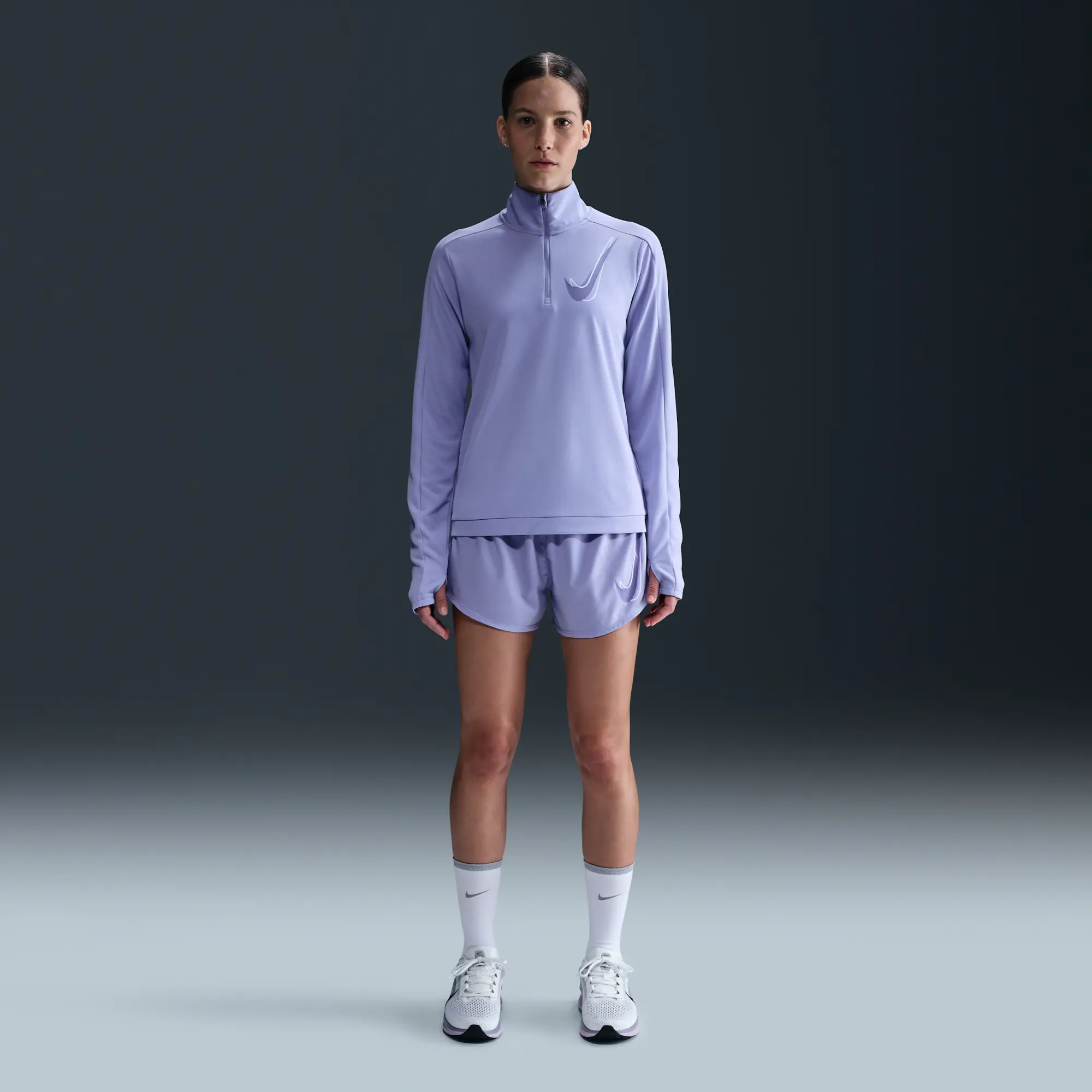 Nike Swoosh Women's Dri-FIT 1/2-Zip Running Mid Layer - Purple - Polyester
