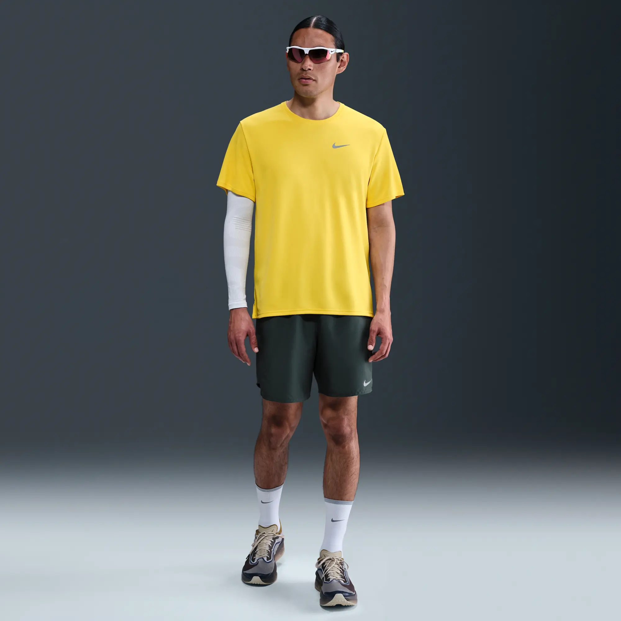 Nike Miler Men's Dri-FIT UV Short-Sleeve Running Top - Yellow - Polyester
