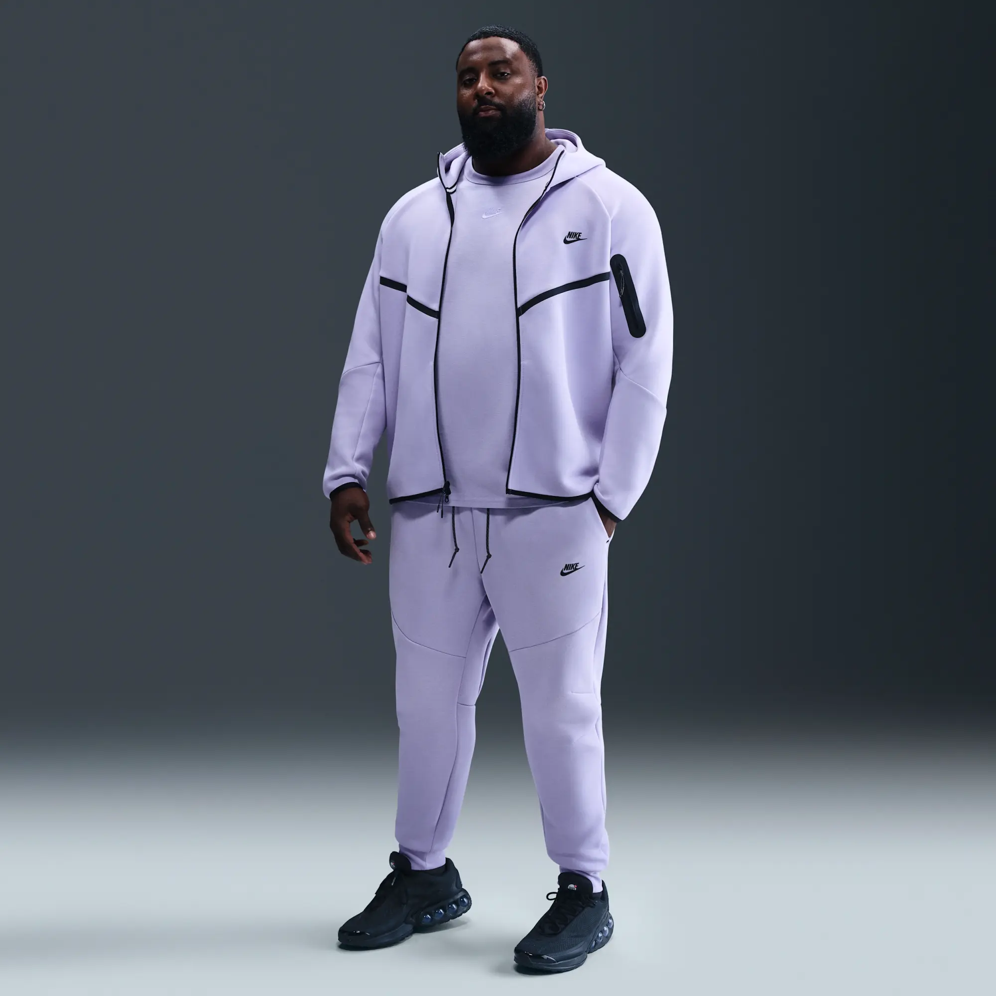 Nike Tech Men's Fleece Joggers - Purple - Cotton/Polyester