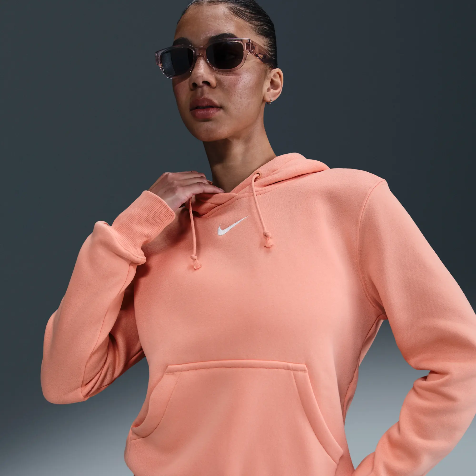Nike Sportswear Phoenix Fleece Women's Pullover Hoodie - Orange - Cotton/Polyester