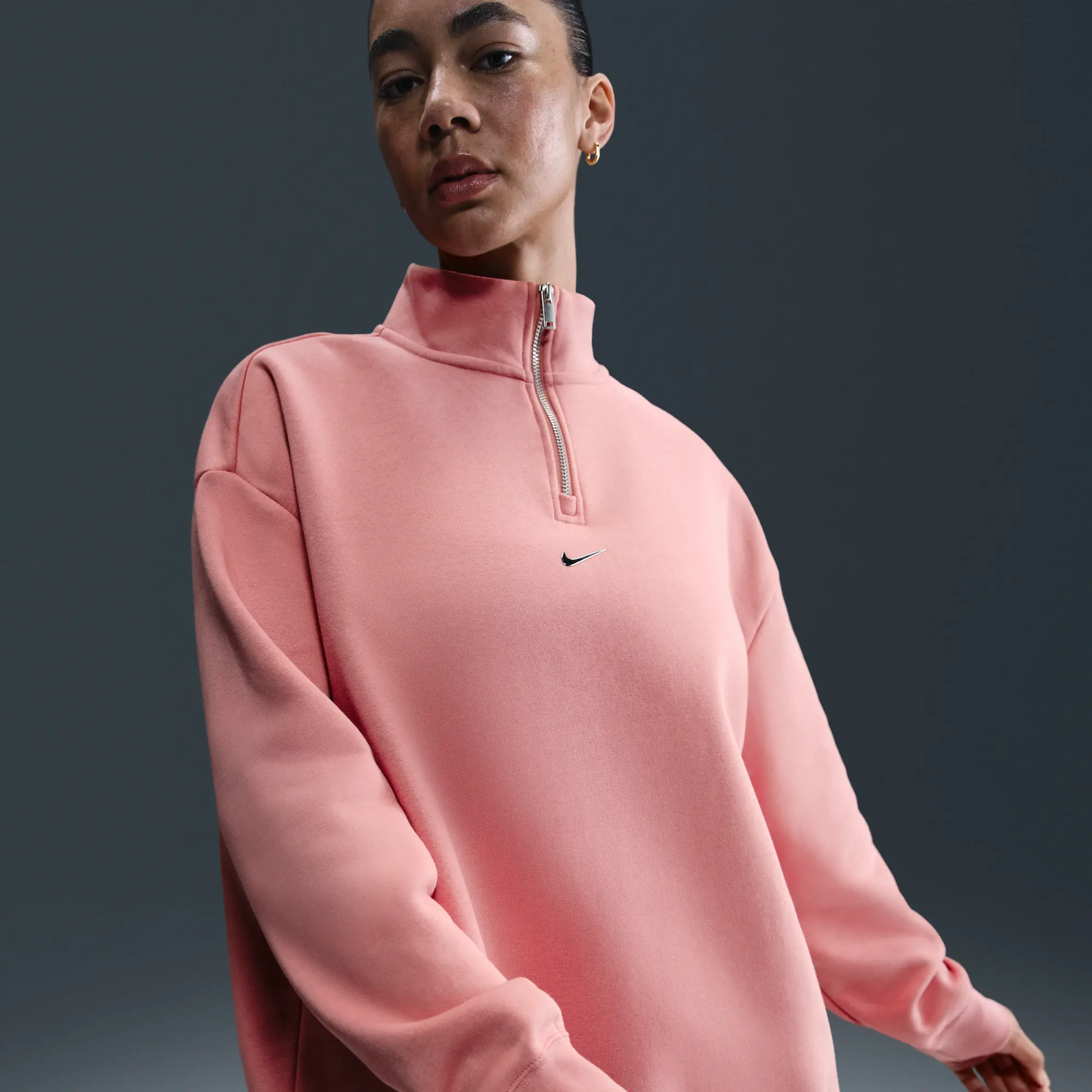 Nike Sportswear Women's Fleece 1/4-Zip Top - Pink - Cotton/Polyester