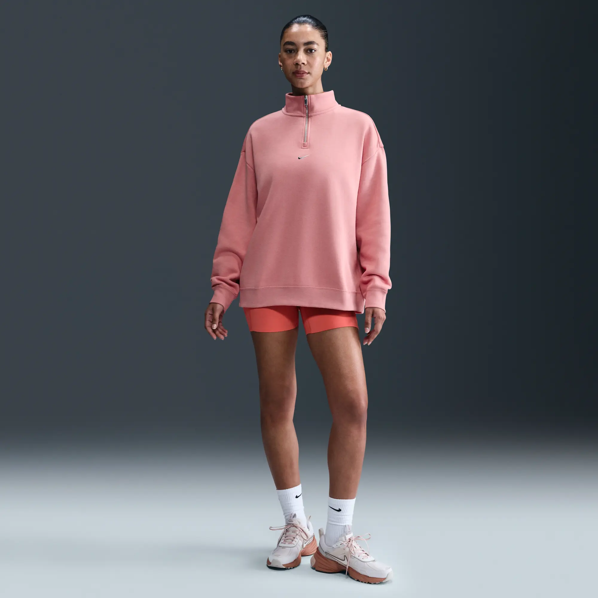 Nike Sportswear Women's Fleece 1/4-Zip Top - Pink - Cotton/Polyester