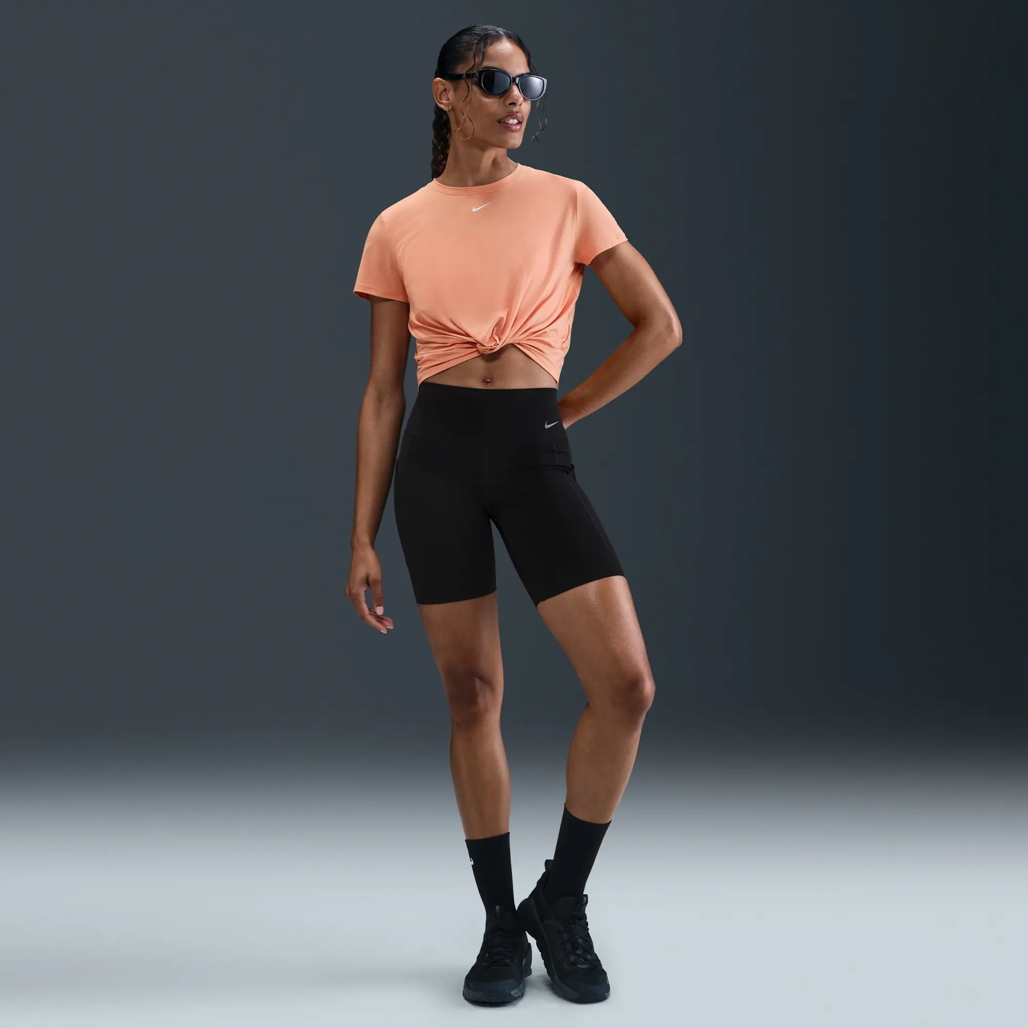Nike One Classic Women's Dri-FIT Twist Short-Sleeve Top - Orange - Polyester/Elastane