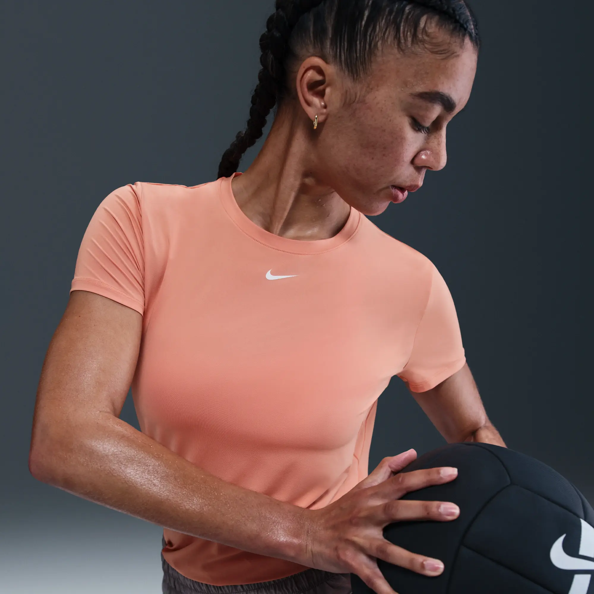 Nike One Classic Women's Dri-FIT Short-Sleeve Top - Orange - Polyester/Elastane