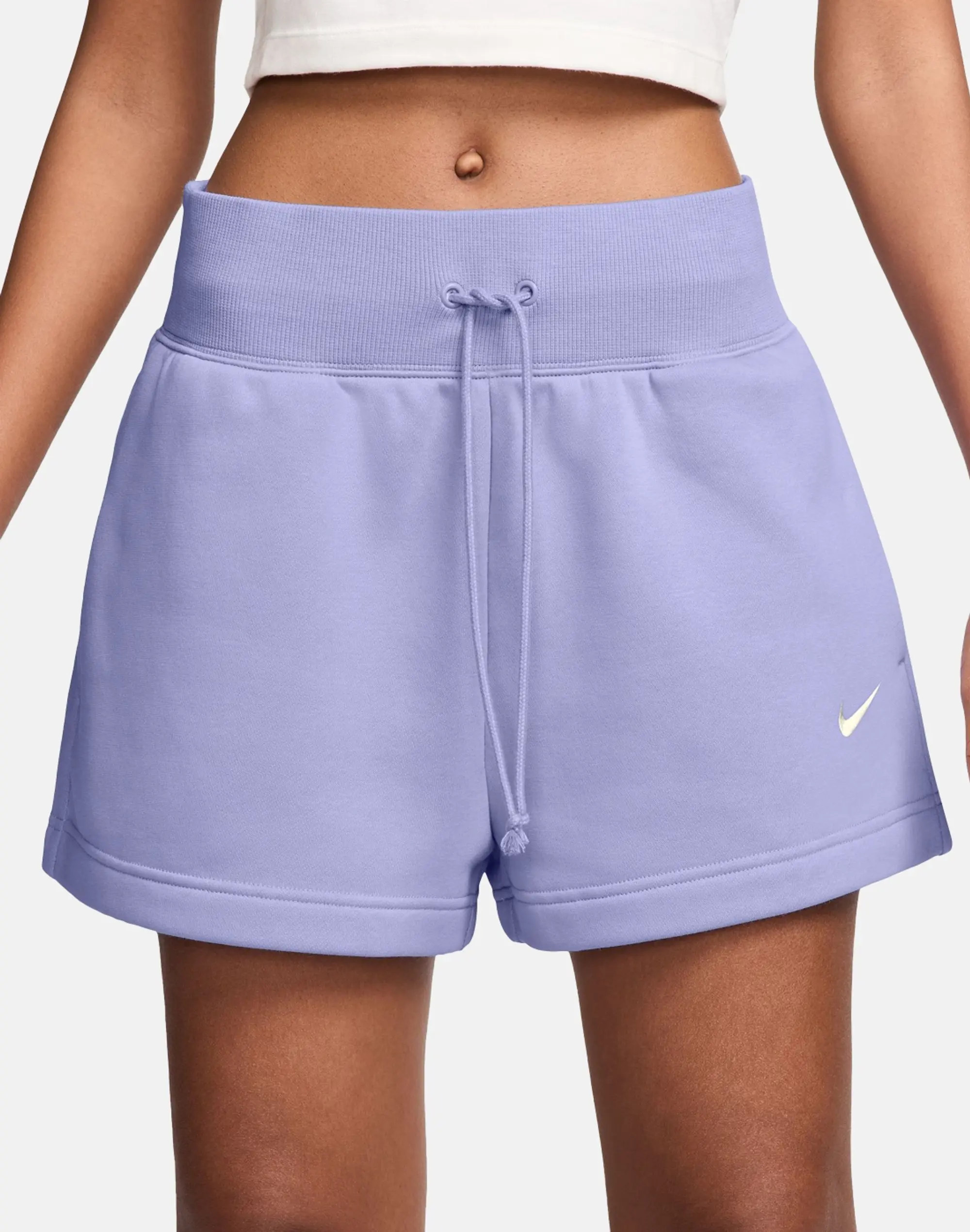 Women's Nike Phoenix Fleece Shorts in Purple 