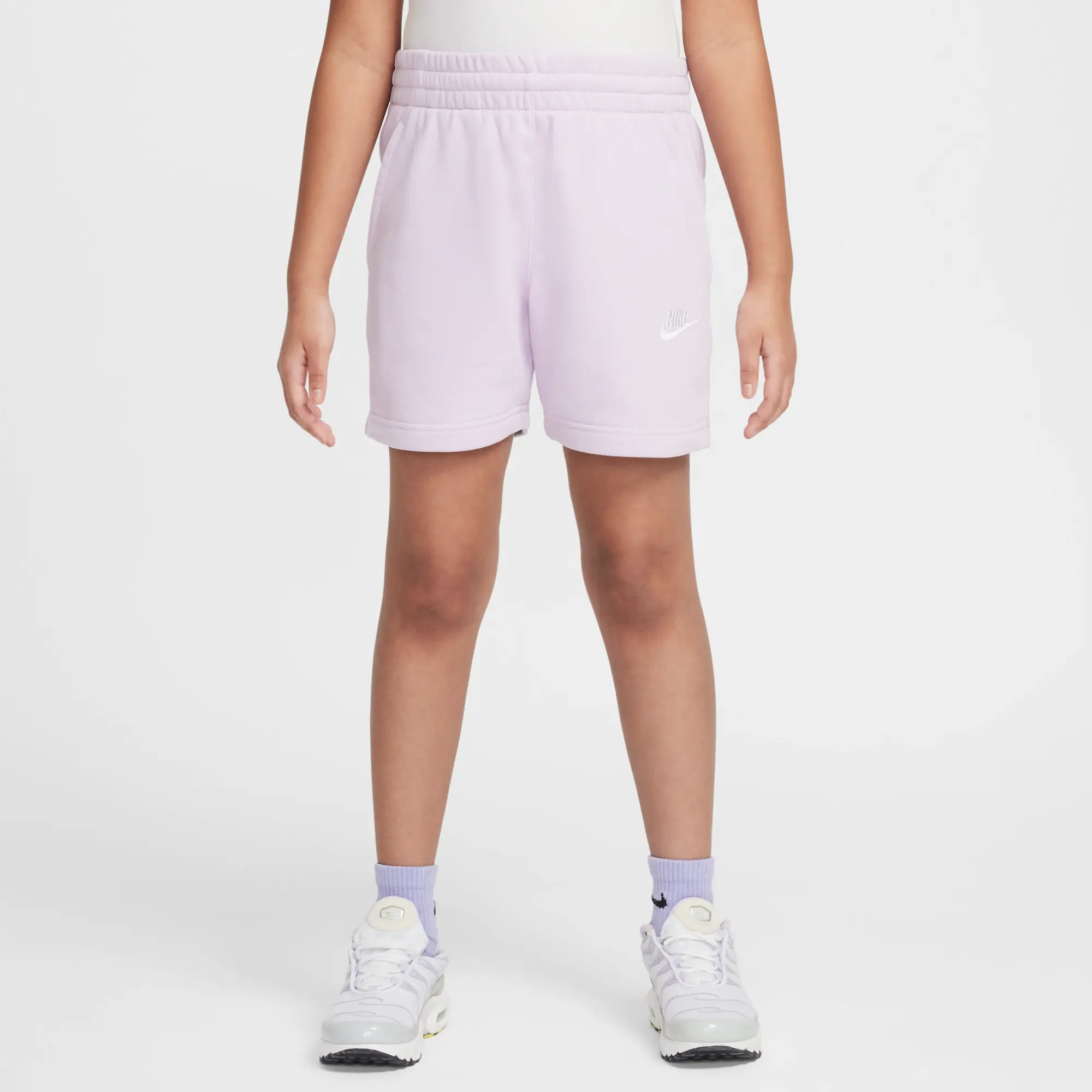 Nike Sportswear Club Fleece Older Kids' (Girls') 13cm (approx.) French Terry Shorts - Purple - Cotton/Polyester