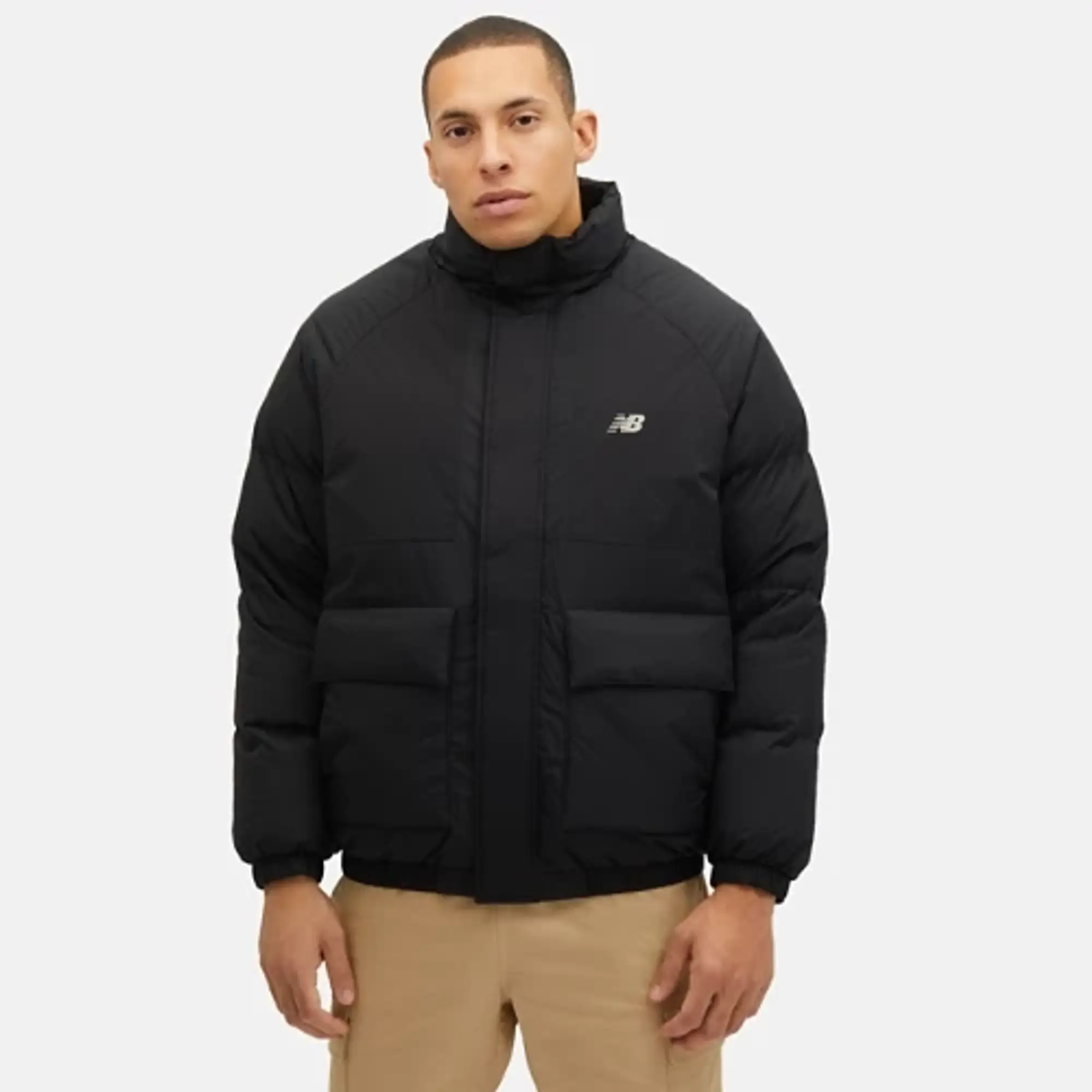 New Balance Men's NBX NB Academy Mix Down Jacket in Black Nylon Woven