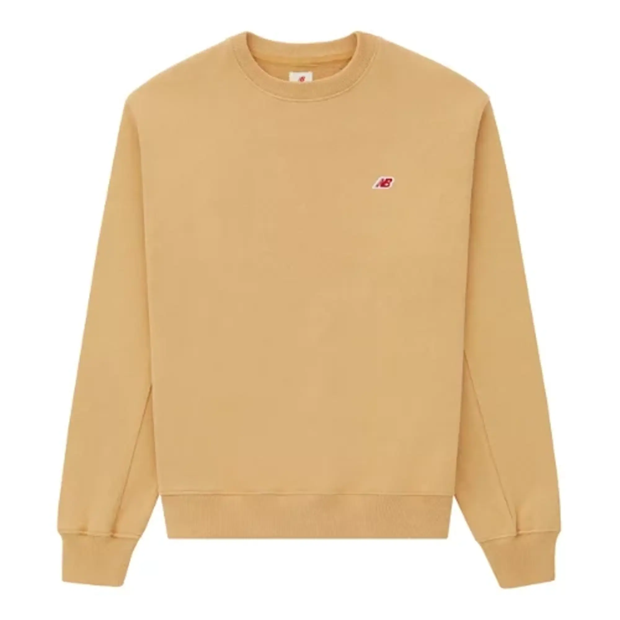 New Balance Men's Made in USA Core Crewneck Sweatshirt in Beige Cotton Fleece