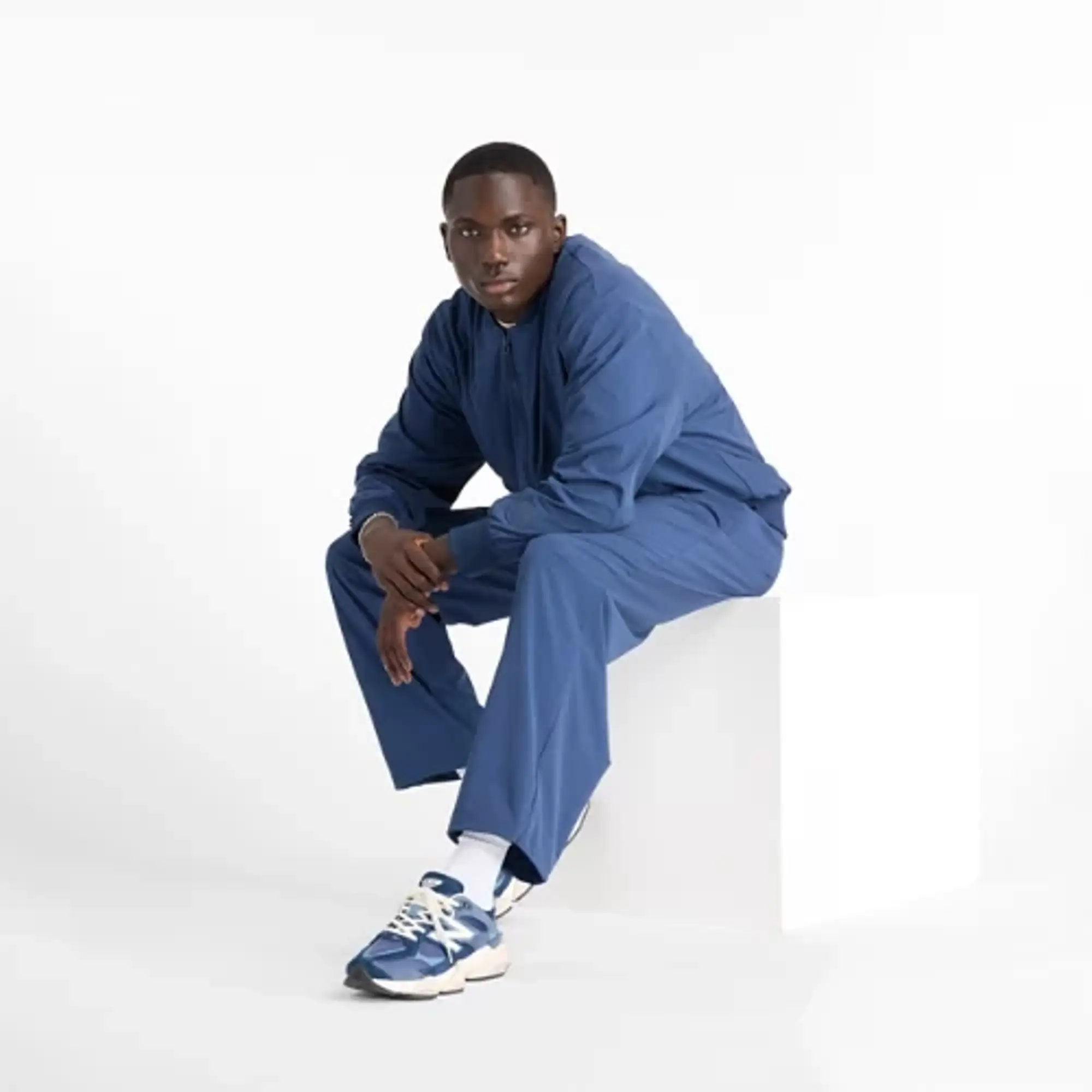 New Balance Men's Shifted Jacket in Blue Nylon Woven