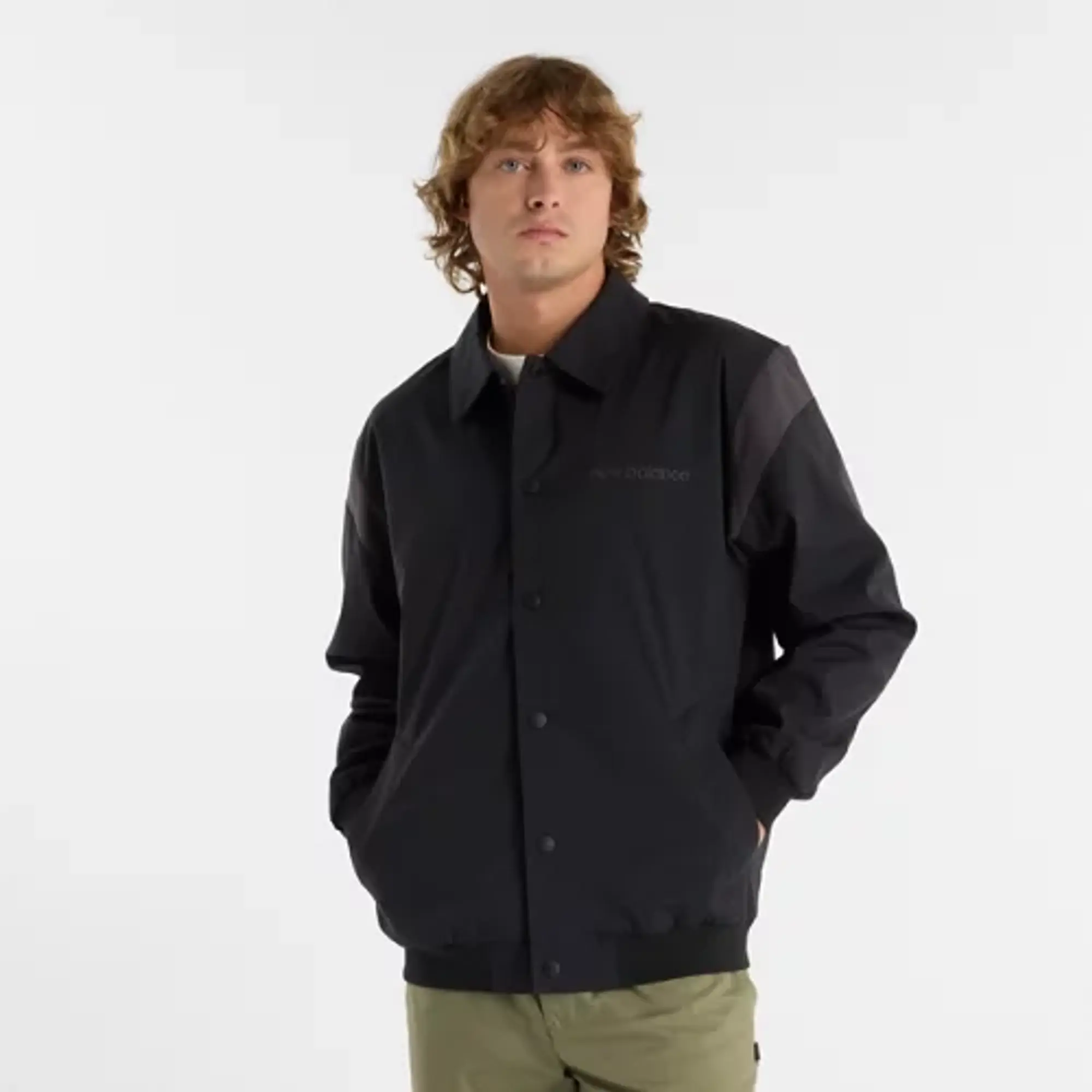 New Balance Men's Athletics Varsity Jacket in Black Cotton