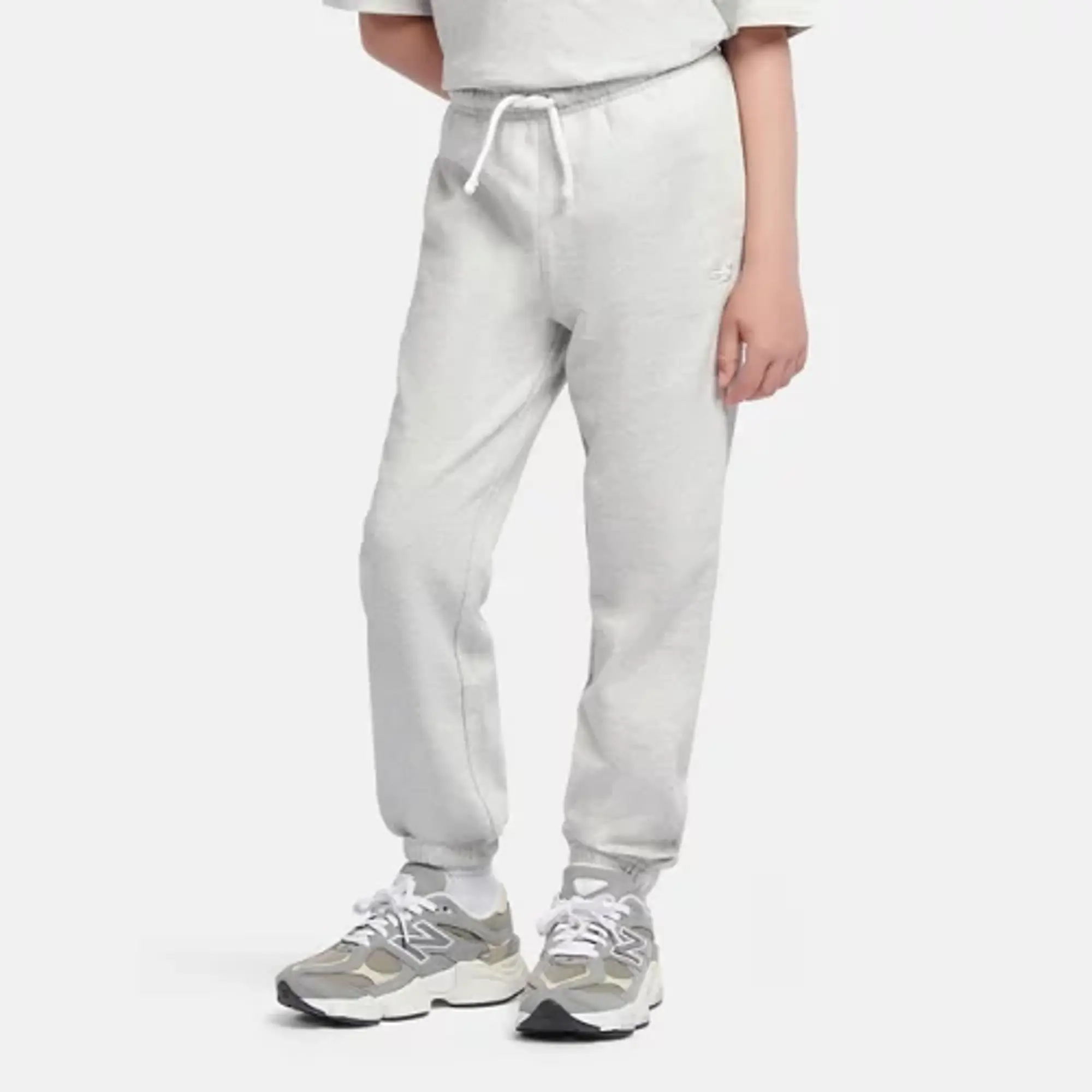 New Balance Boys French Terry Small Logo Jogger in Grey Cotton
