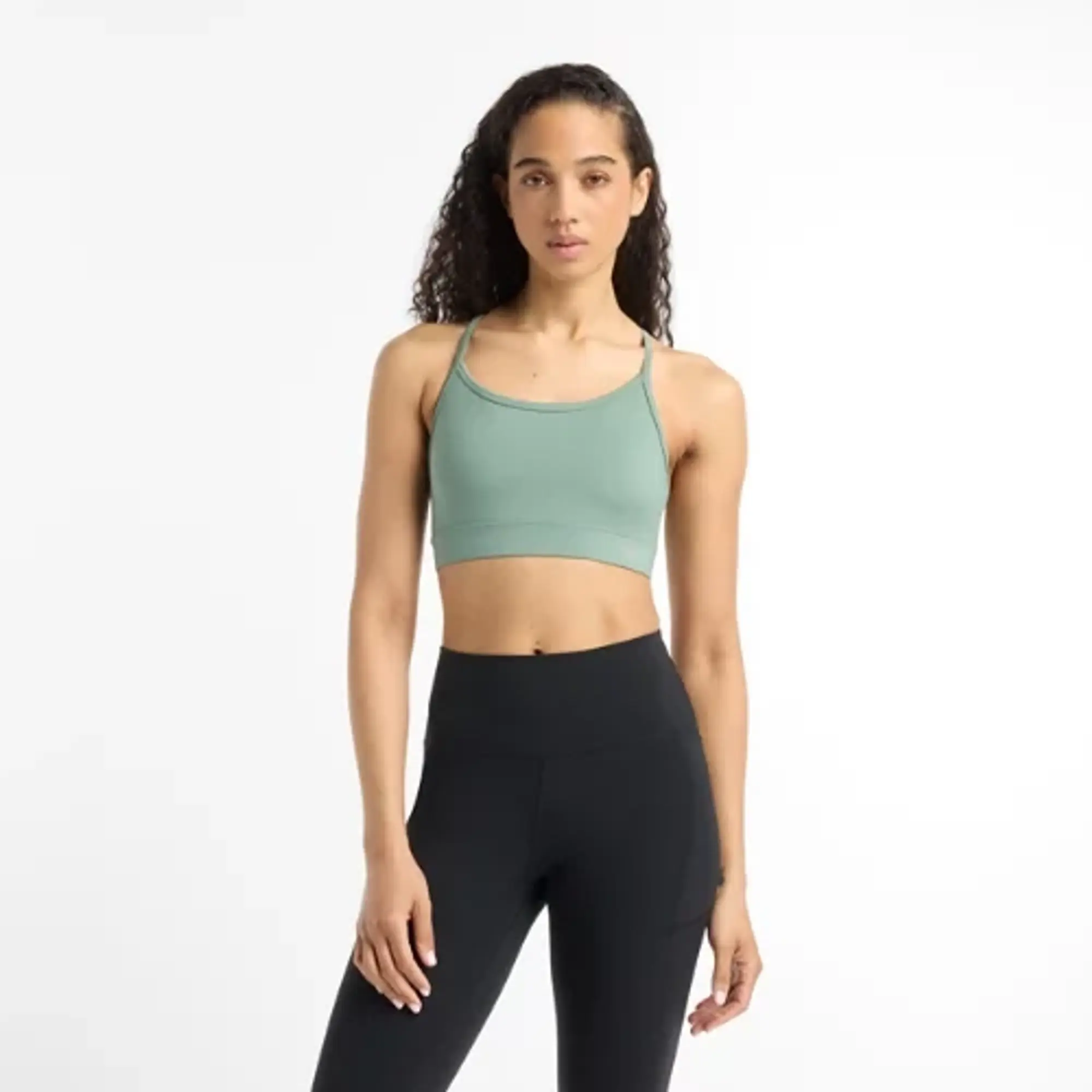 New Balance Women's NB Essential Yoga Bra in Green Poly Knit