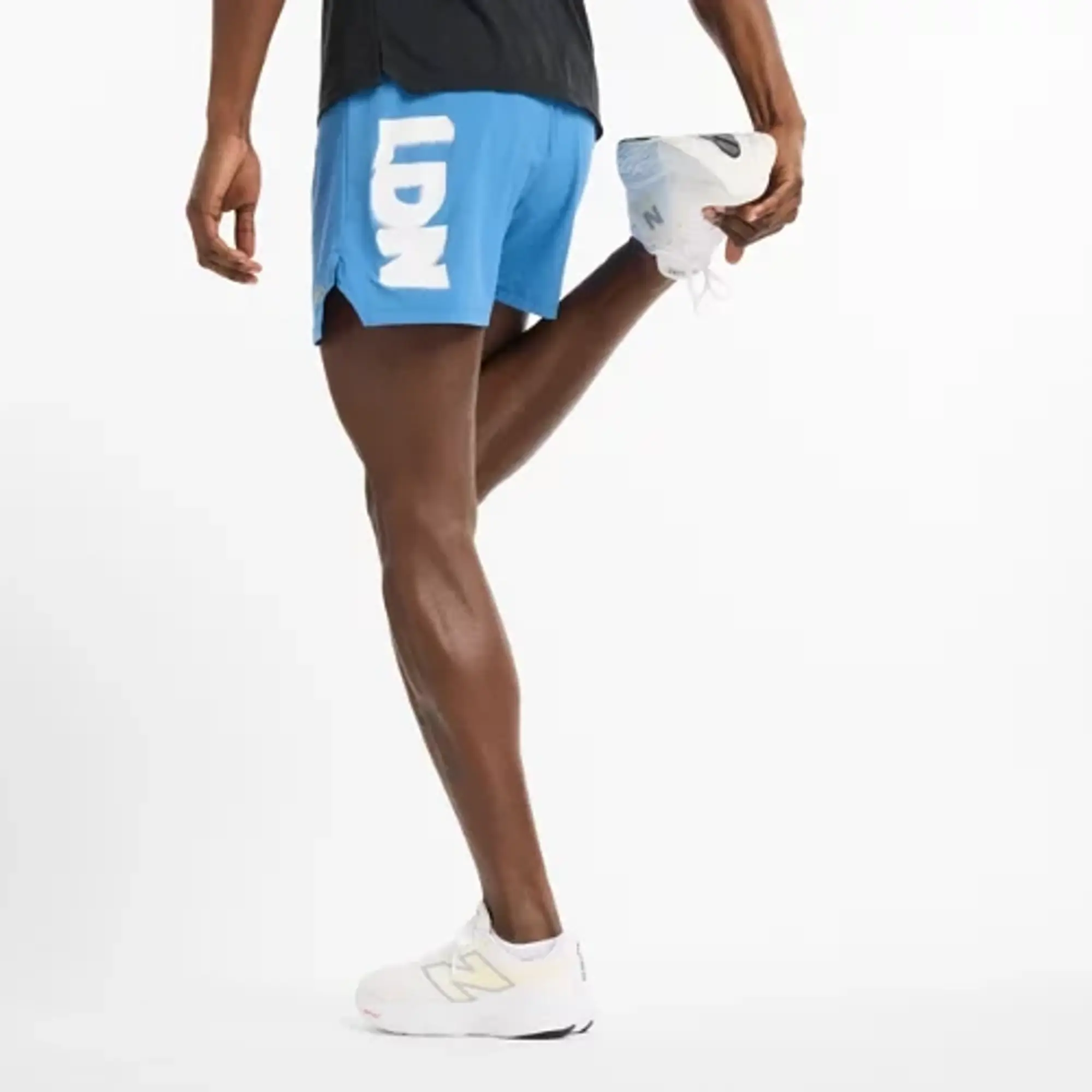 New Balance Men's London Edition RC Short 5" in Blue Polywoven