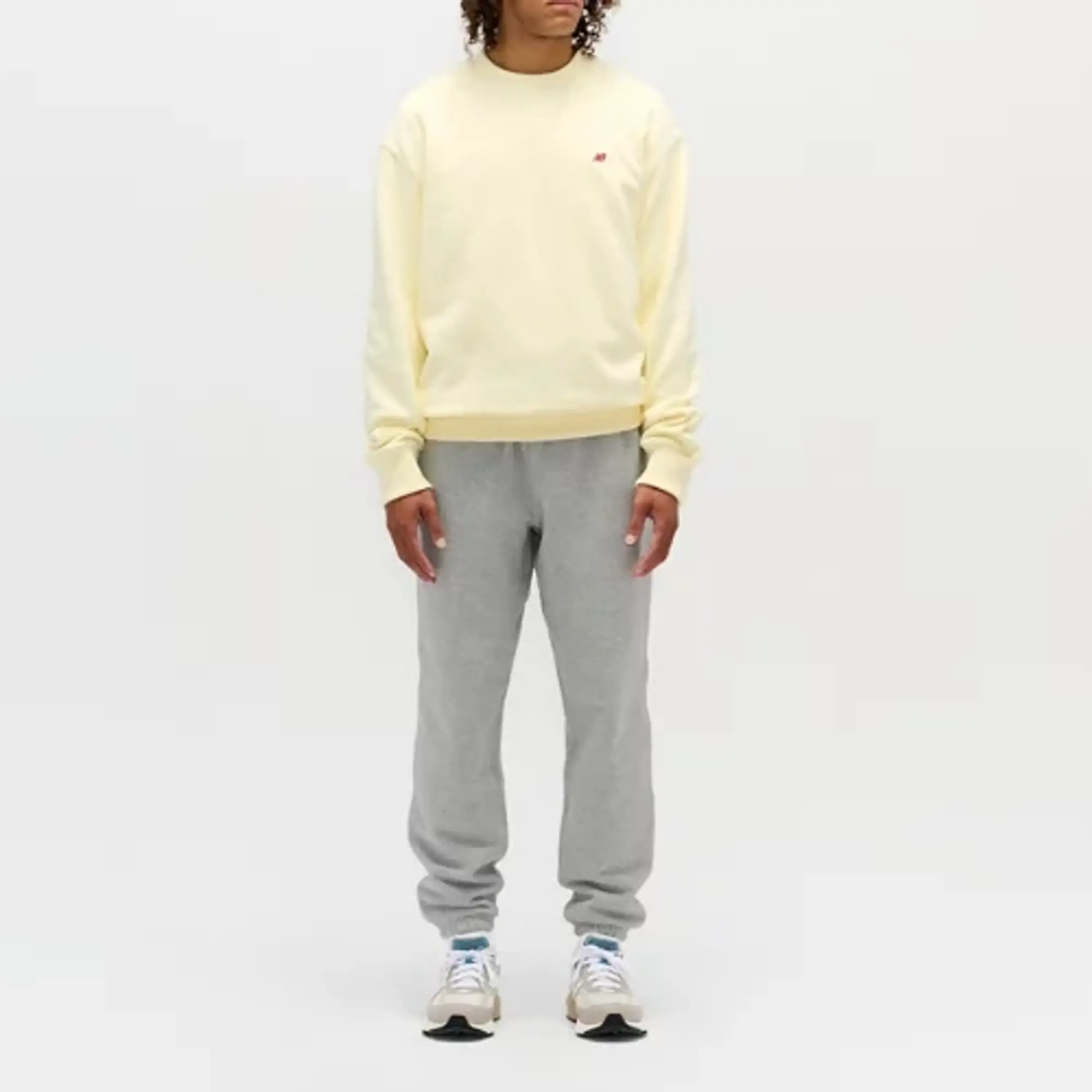 New Balance Men's Made in USA Core Crewneck Sweatshirt in Yellow Cotton Fleece