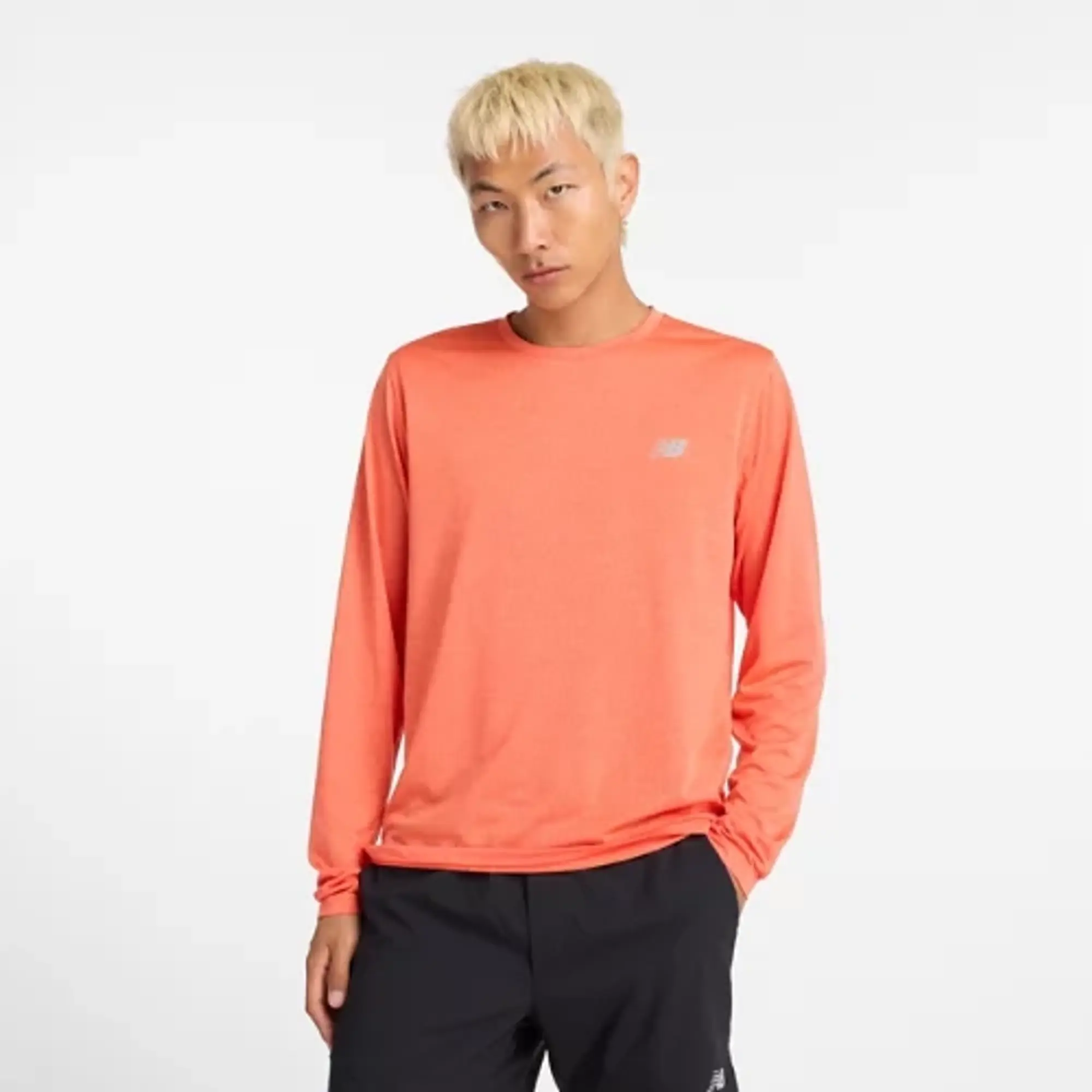 New Balance Men's Athletics Long Sleeve in Red Poly Knit
