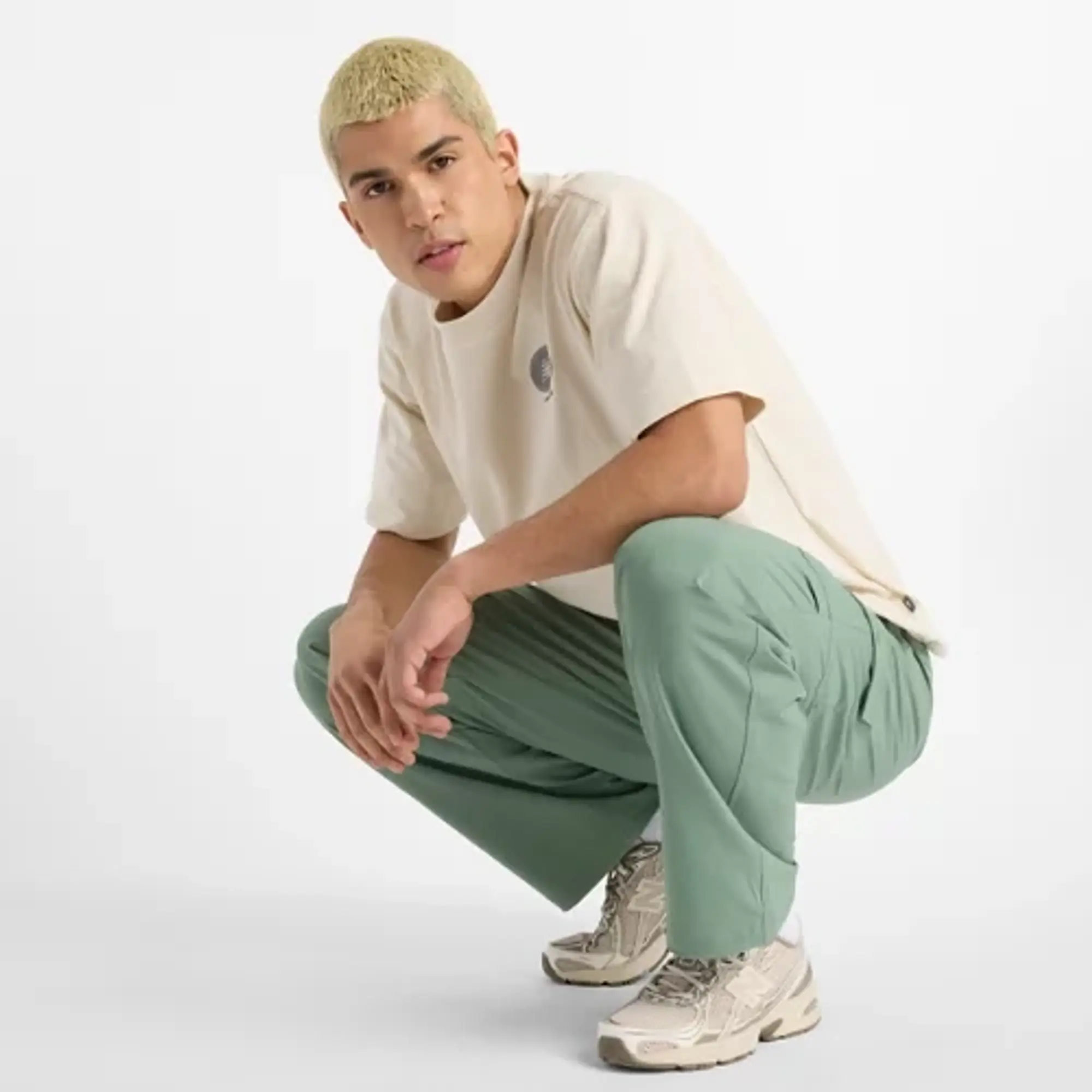 New Balance Men's Hong Kong Sneaker Street T-Shirt in Beige Cotton