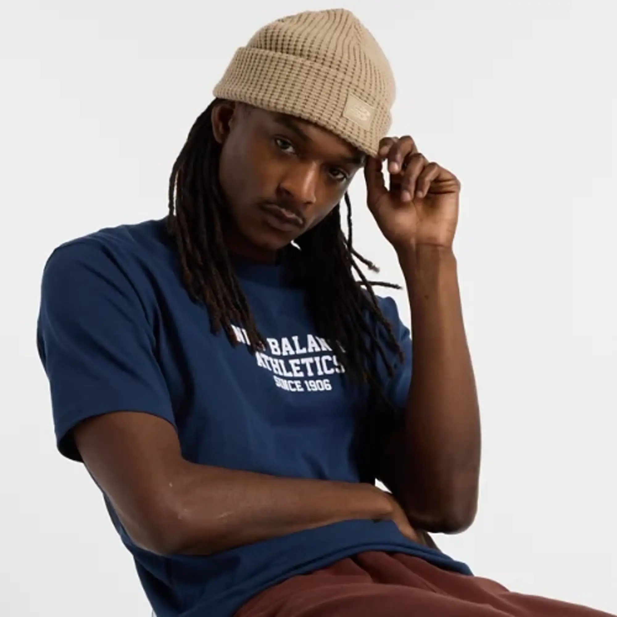 New Balance Men's Varsity Graphic T-Shirt in Blue Cotton