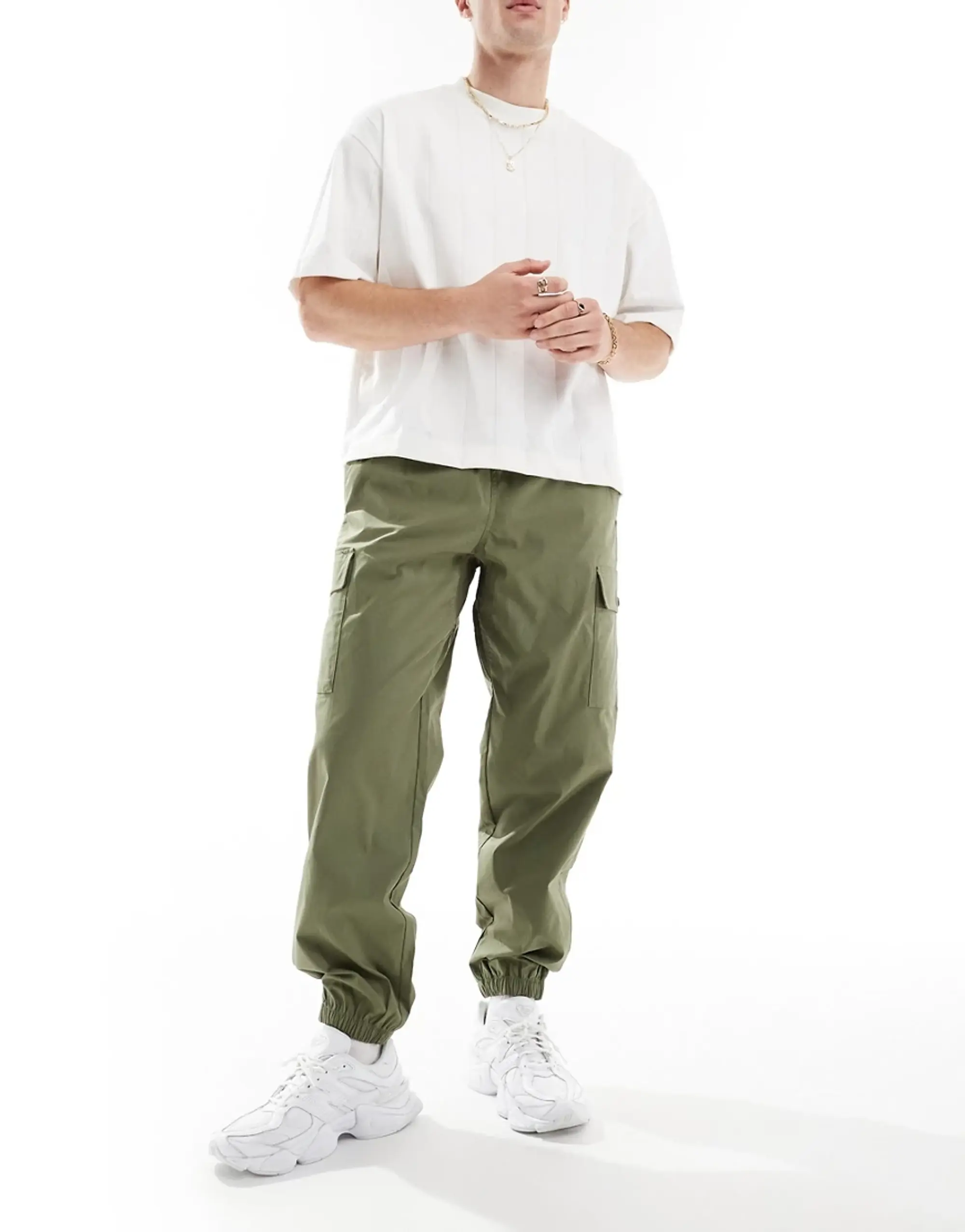 New Balance Twill Cargo Joggers In Green