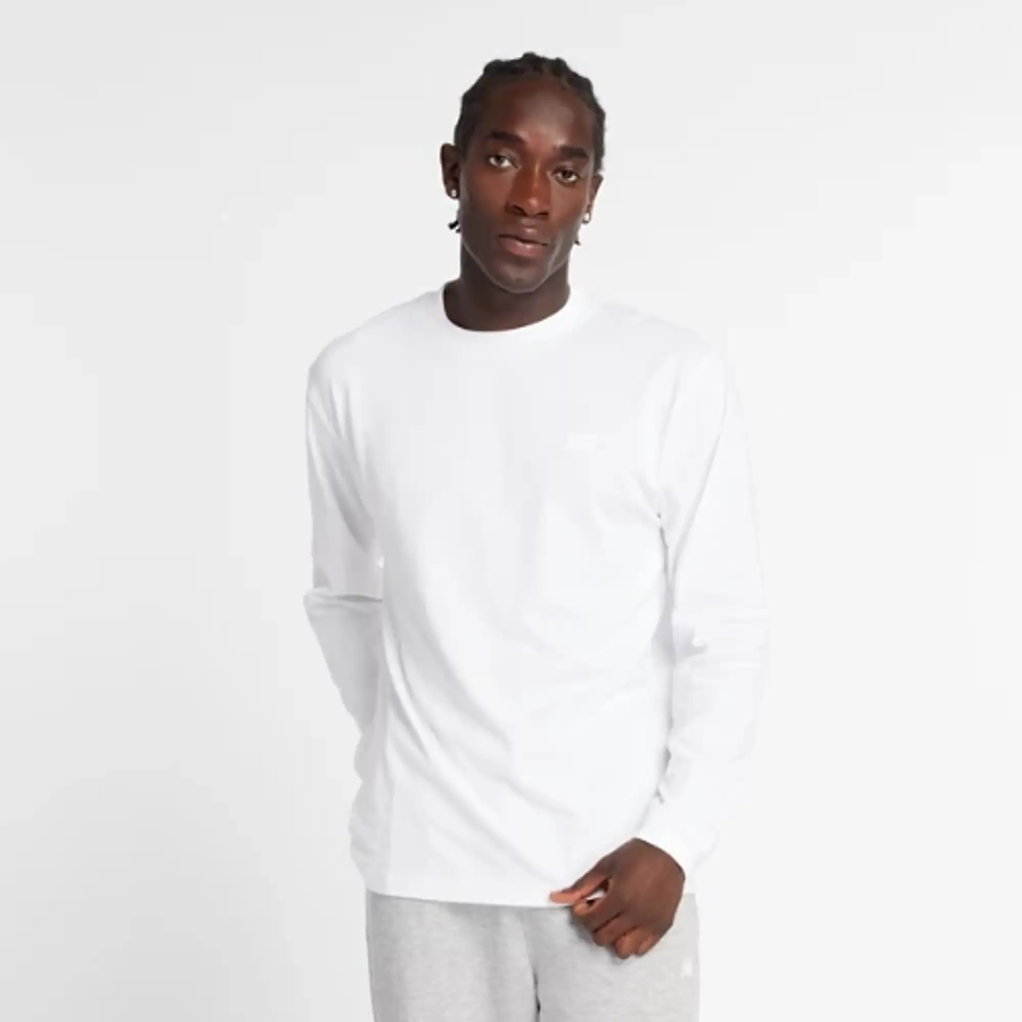 New Balance Men's Athletics Cotton Long Sleeve in White Cotton Jersey