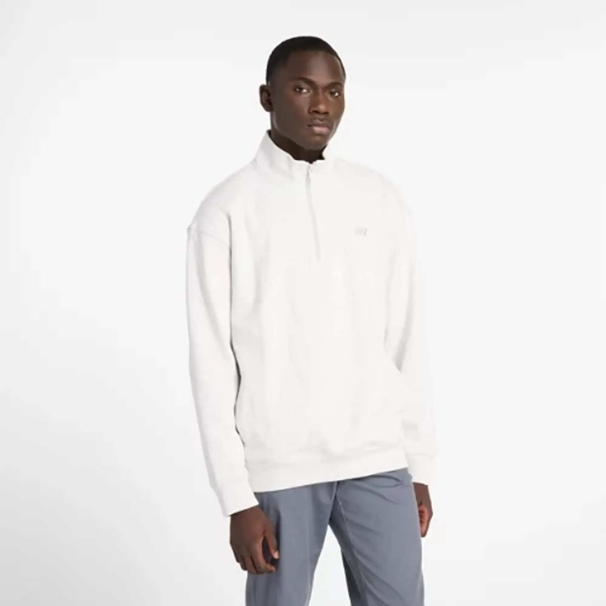 New Balance Men's Athletics Fleece 1/2 Zip in Grey Cotton Fleece