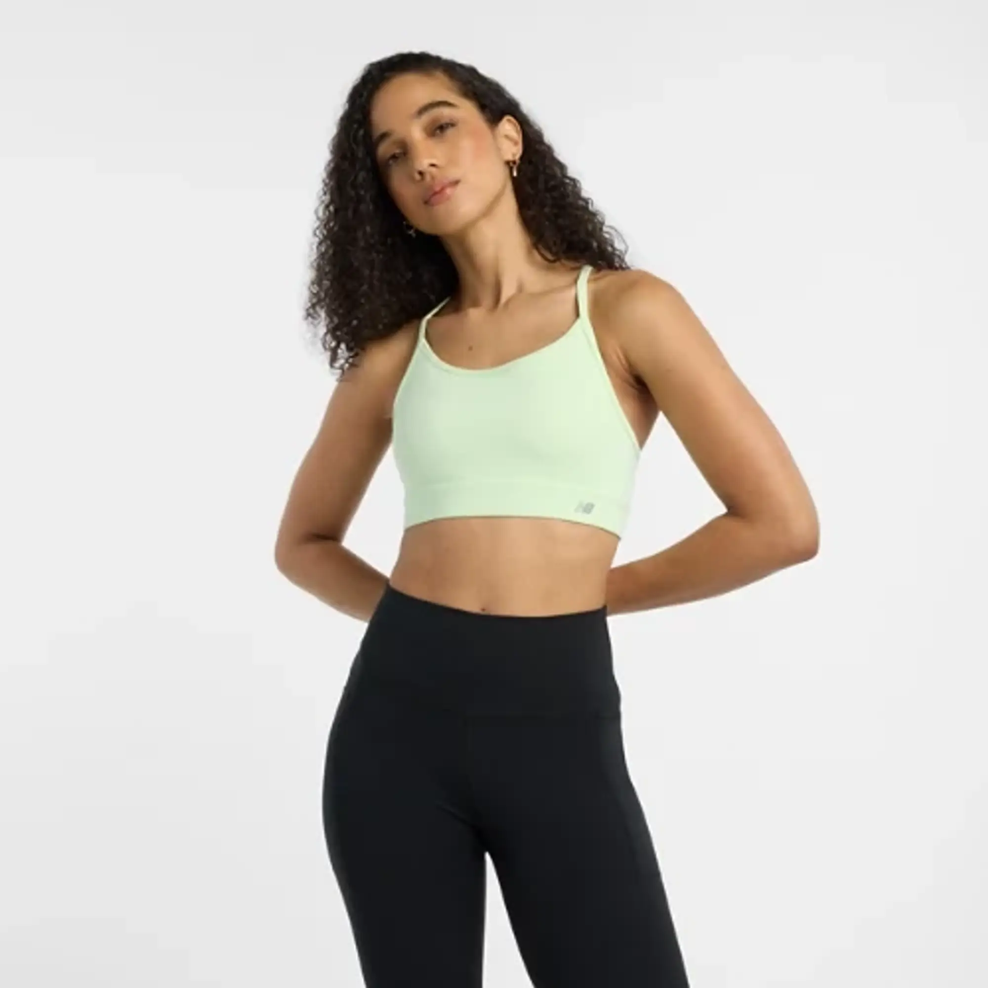 New Balance Women's NB Essential Yoga Bra in Green Poly Knit