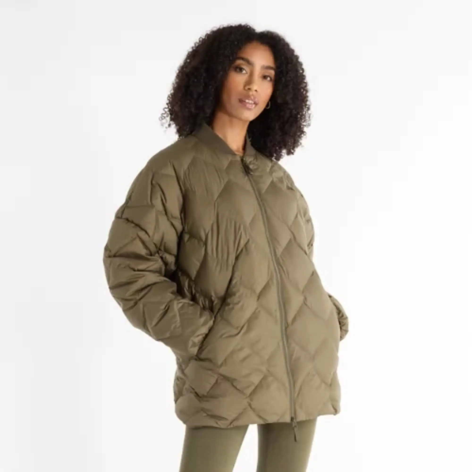 New Balance Women's Pinnacle Bomber in Green Polywoven