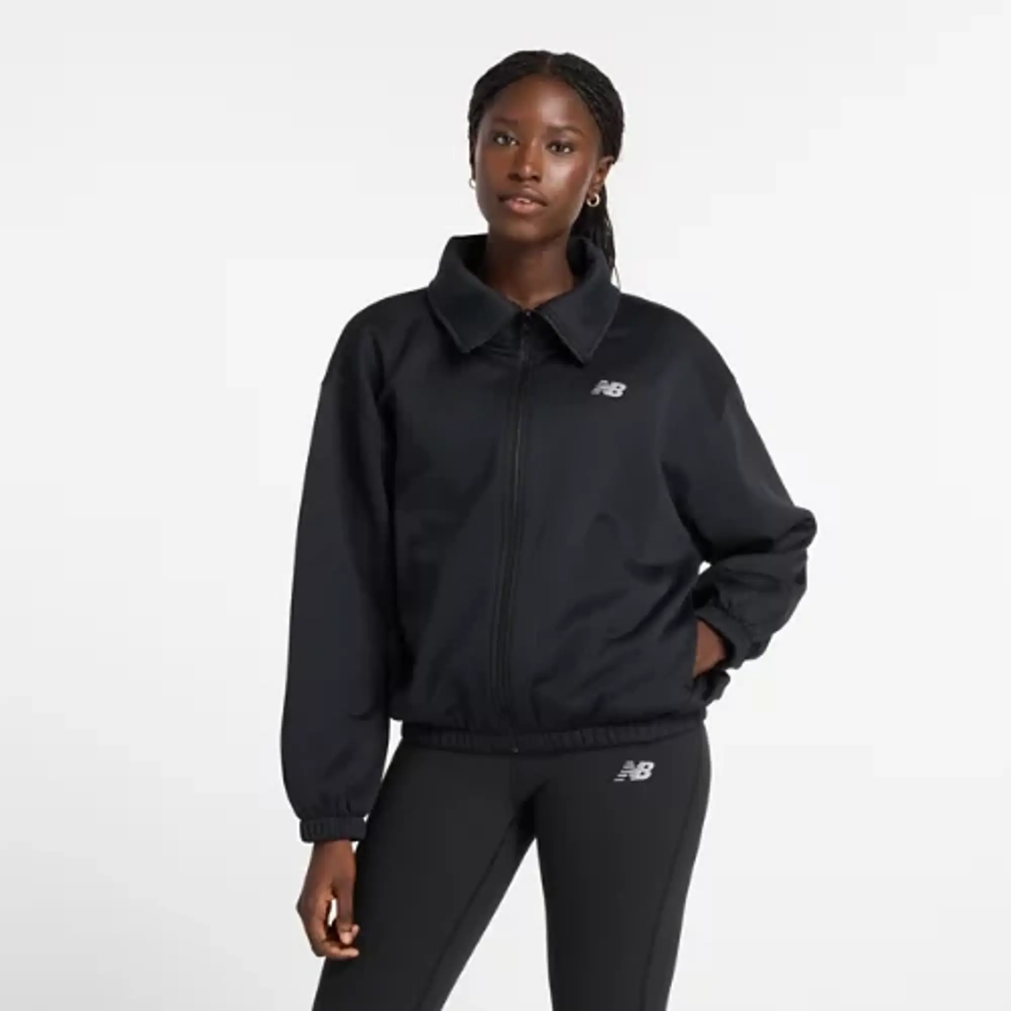 New Balance Women's Performance Fleece Full Zip in Black Poly Fleece