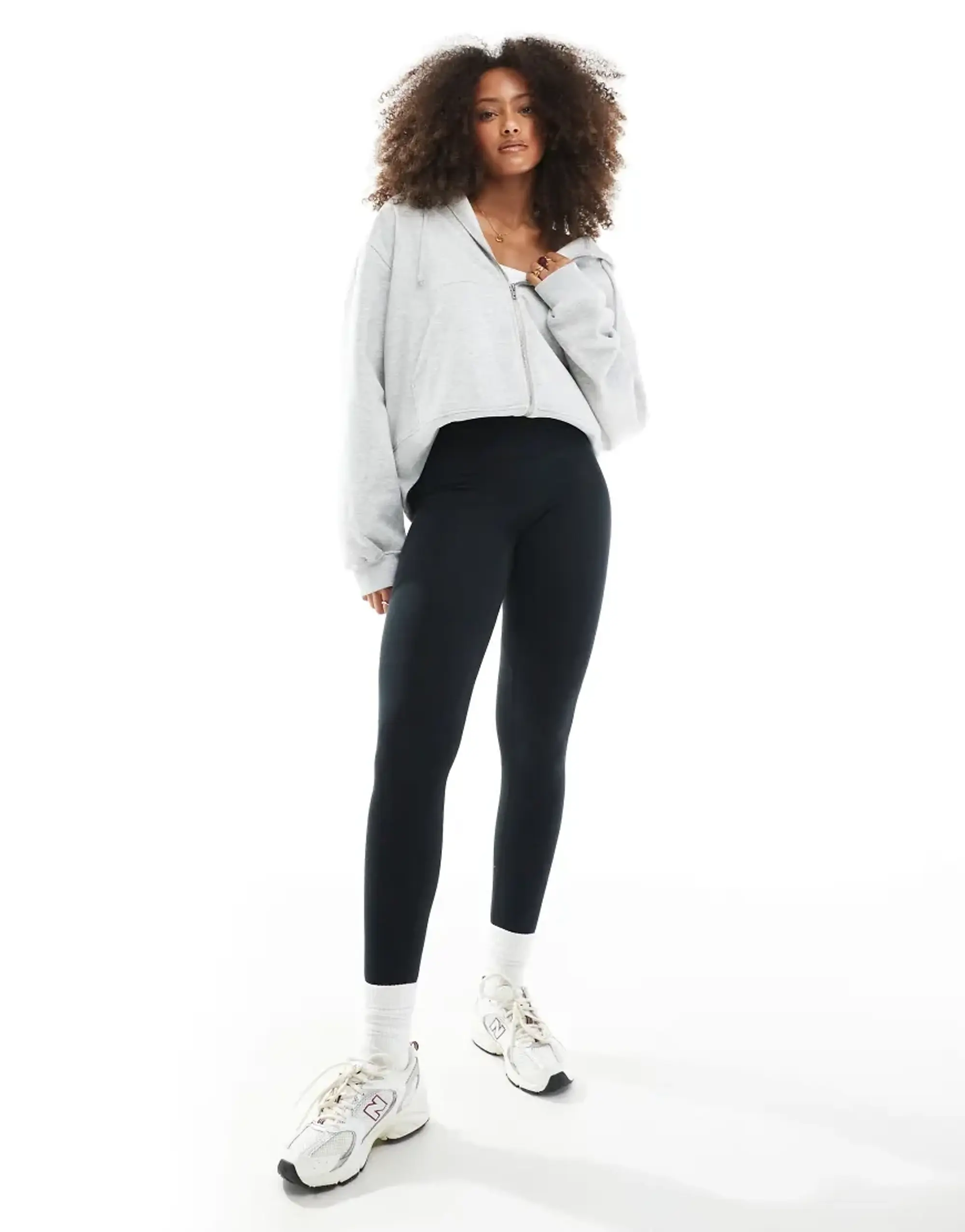 New Balance Cotton High Rise Legging 27 In Grey