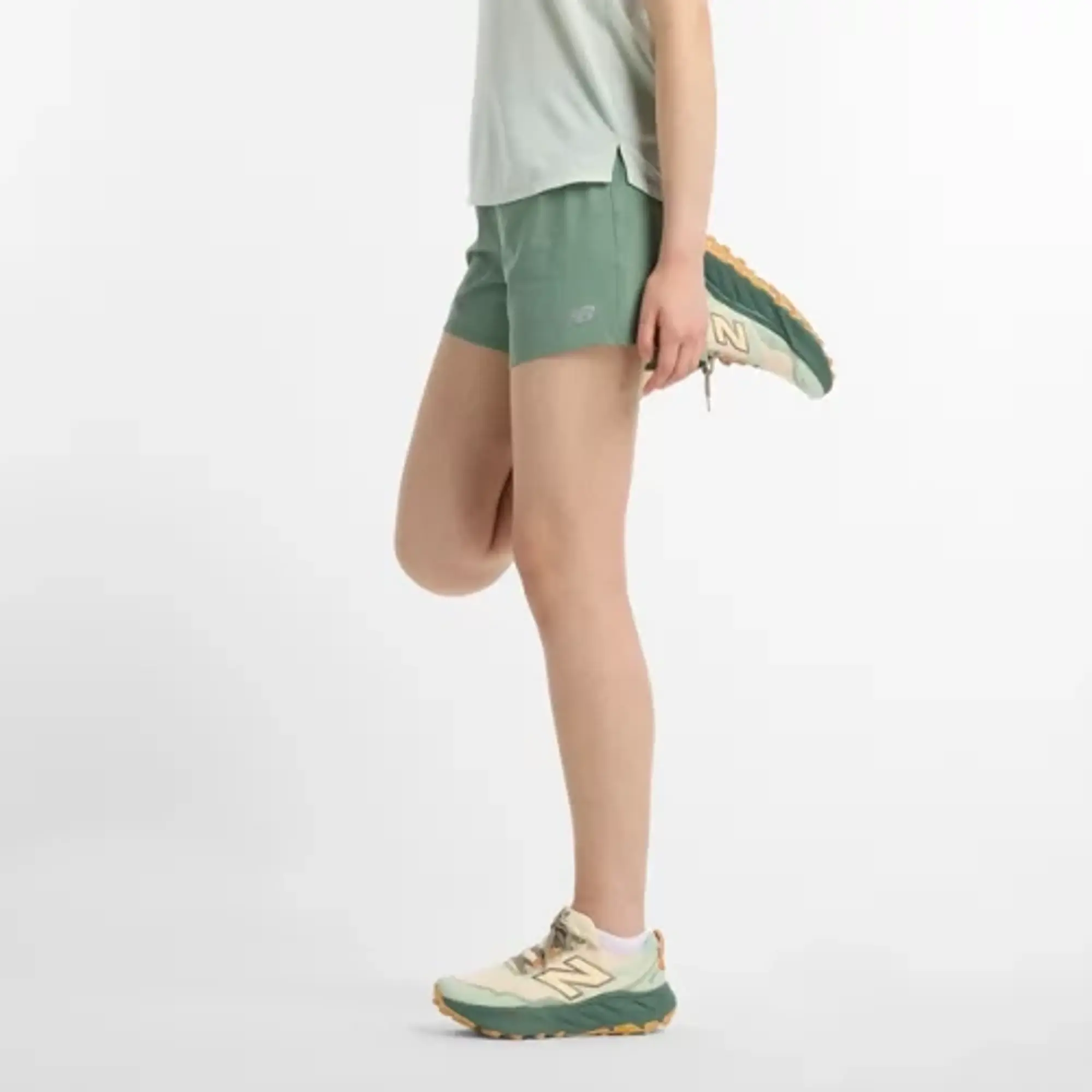 New Balance Women's RC Short 5" in Green Polywoven