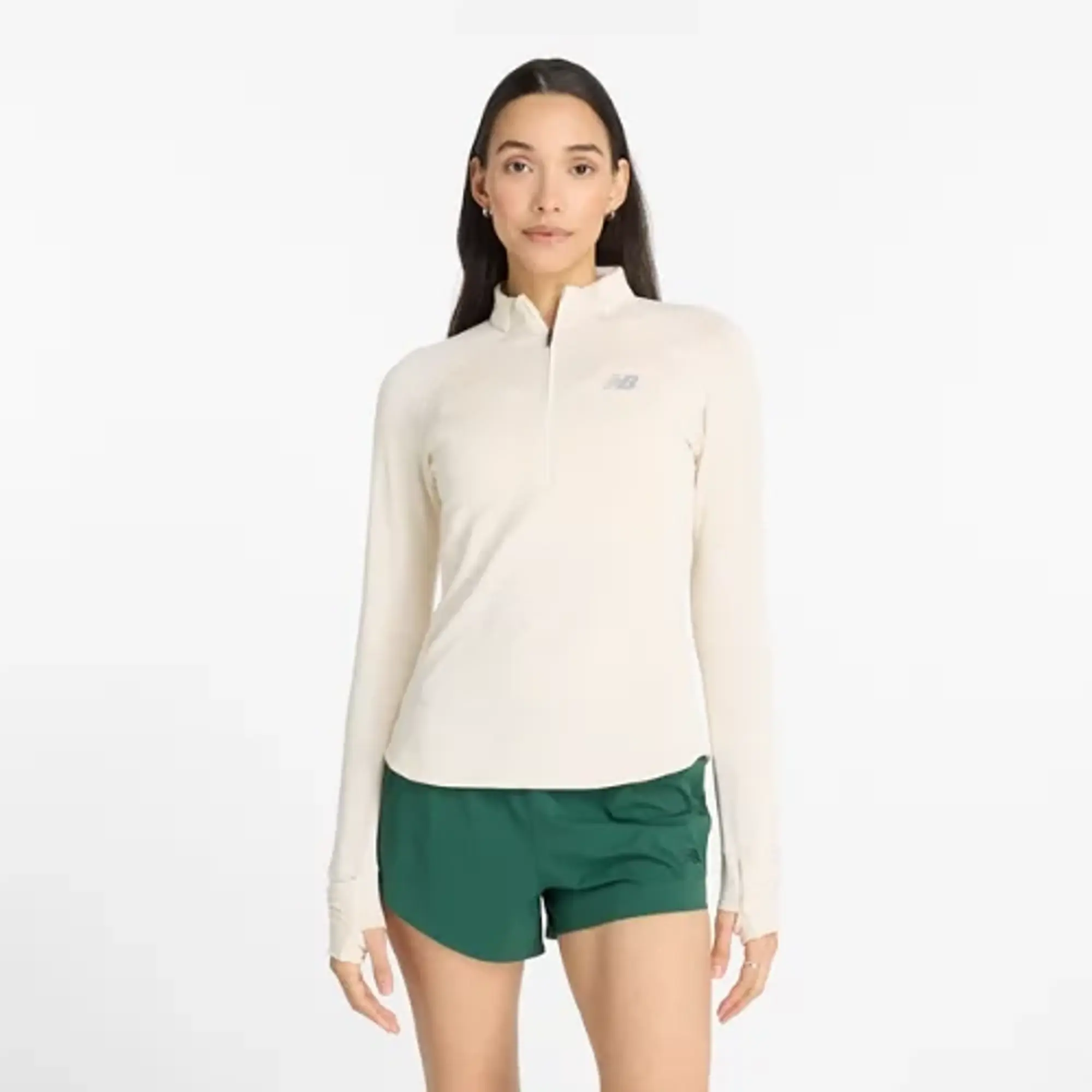 New Balance Women's Athletics Heat Grid 1/2 Zip in Brown Poly Knit