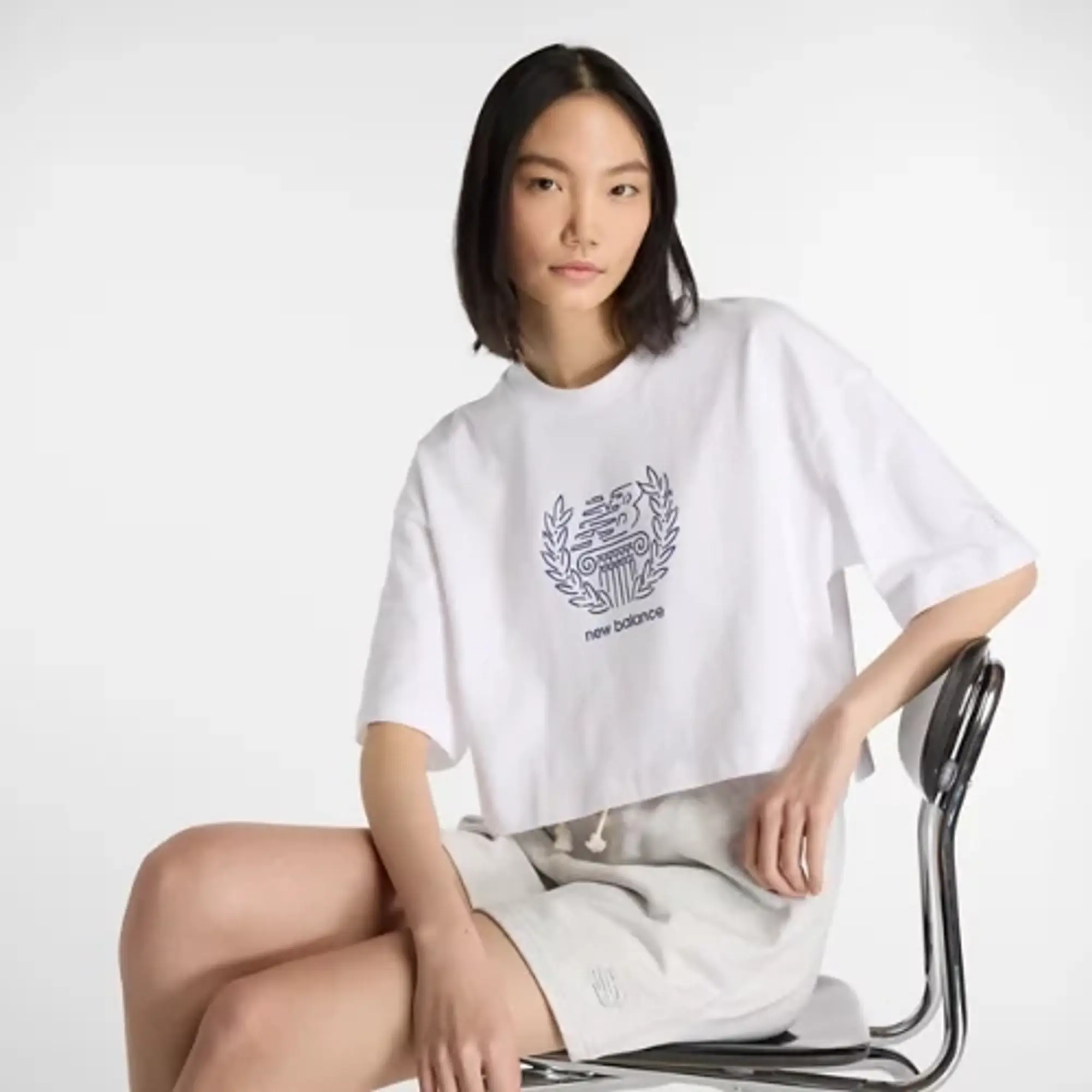 New Balance Women's Debut Sculpture T-Shirt in White Cotton