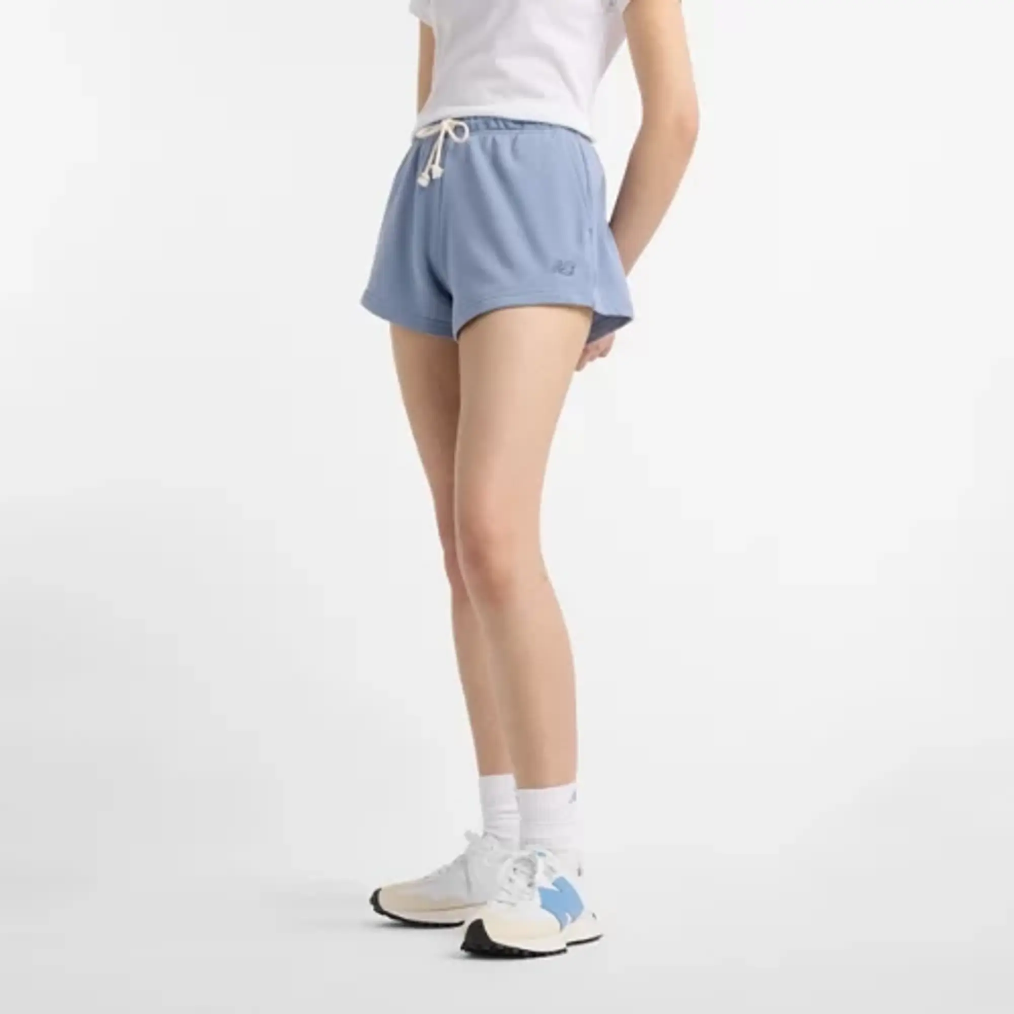New Balance Women's Coastal Fleece Short in Blue Cotton Fleece