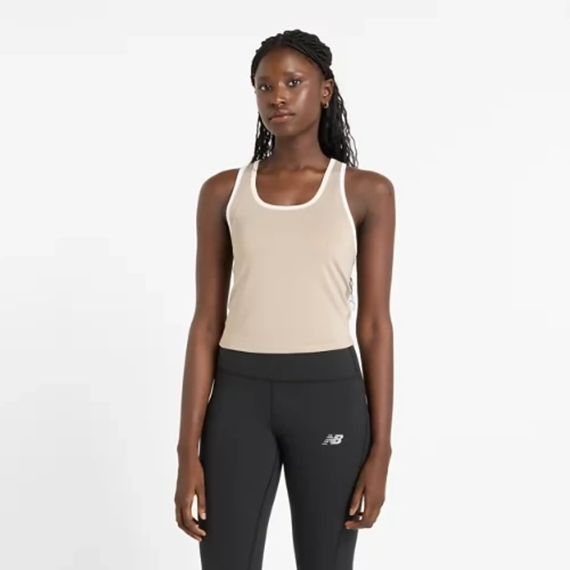 New Balance Women's Novelty Tournament Tank in Beige Poly Knit