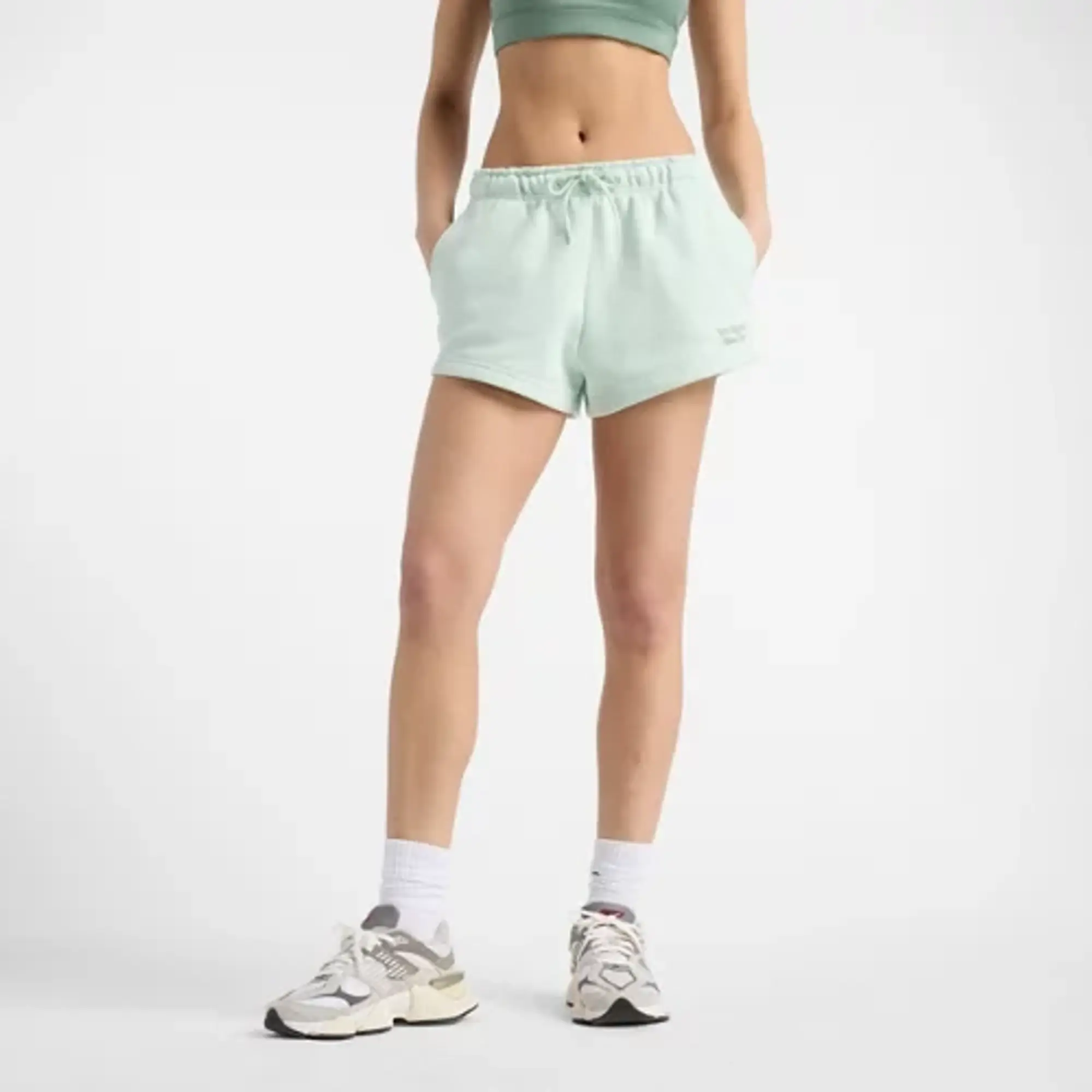 New Balance Womens Linear Fleece Short - Green - Size XS - Green