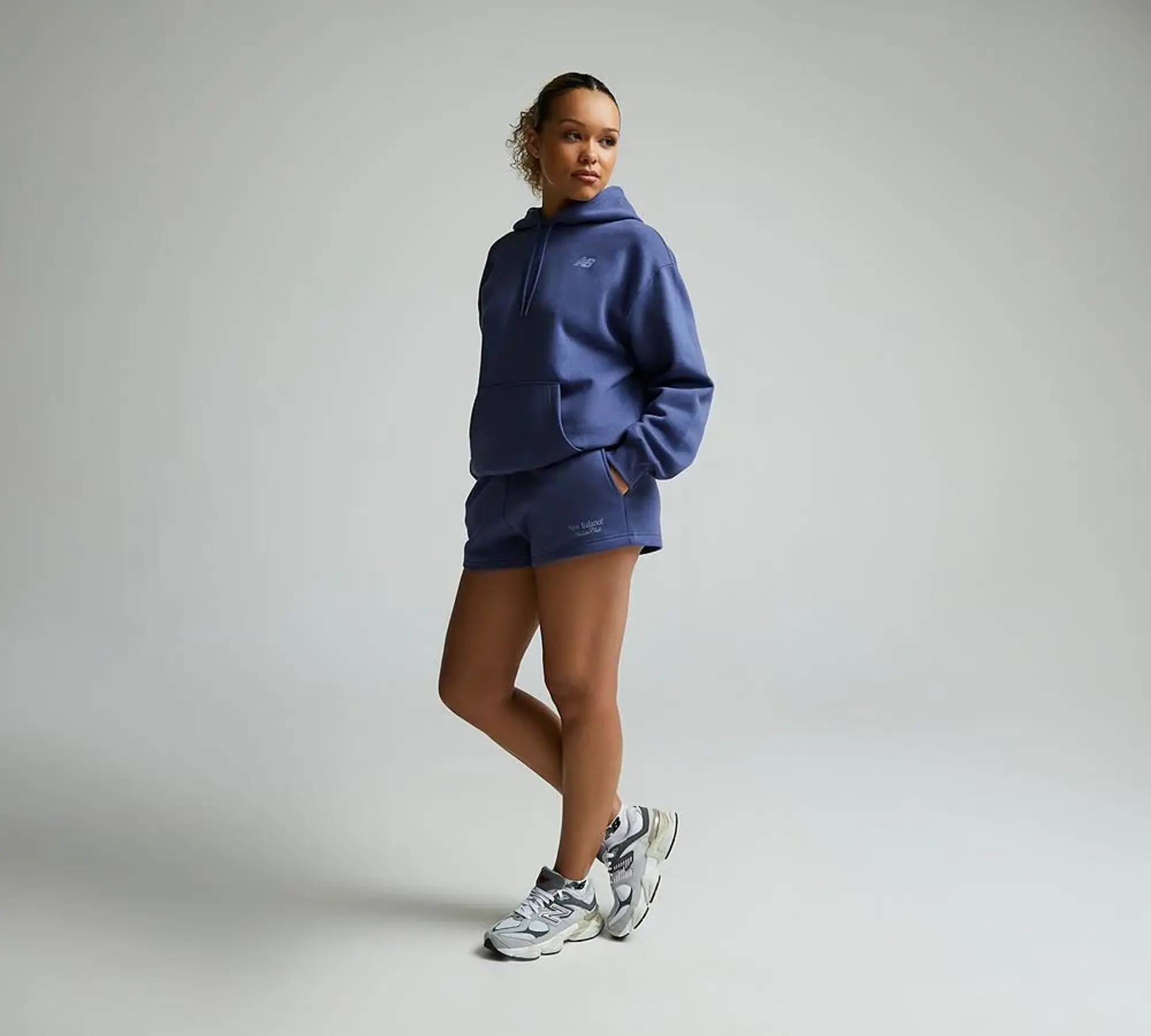 New Balance Womens Linear Fleece Short - Blue - Size S - Blue