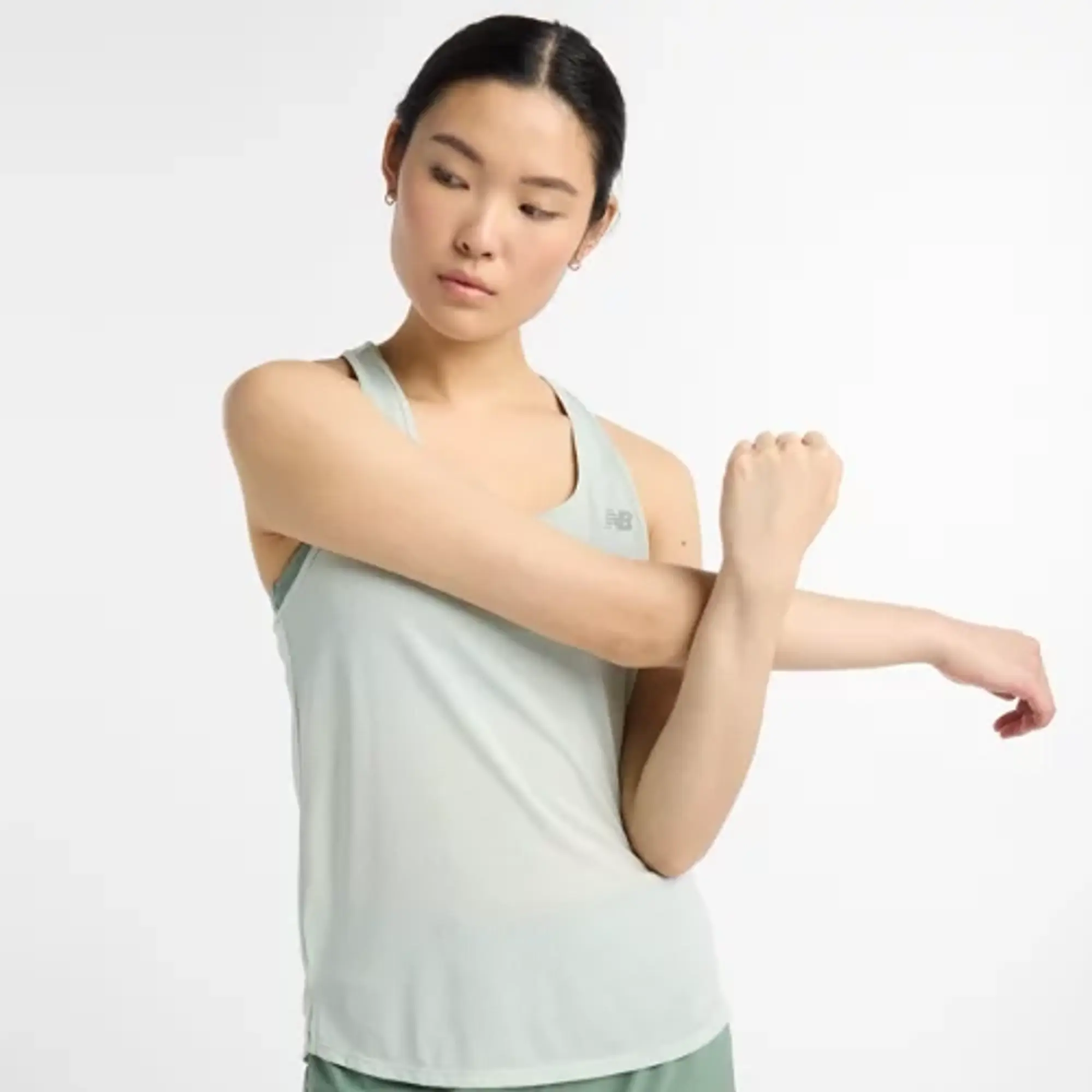 New Balance Women's Athletics Tank in Green Poly Knit