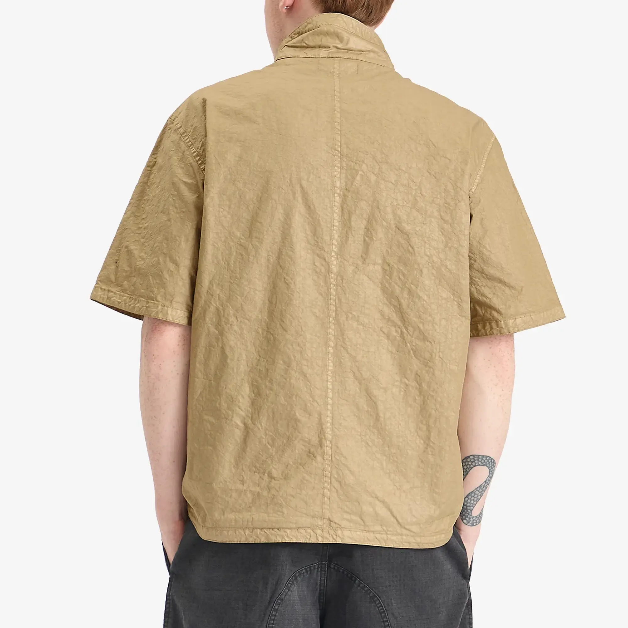 Stone Island Men's Organic Nylon Panama-TC Short Sleeve Shirt Biscuit