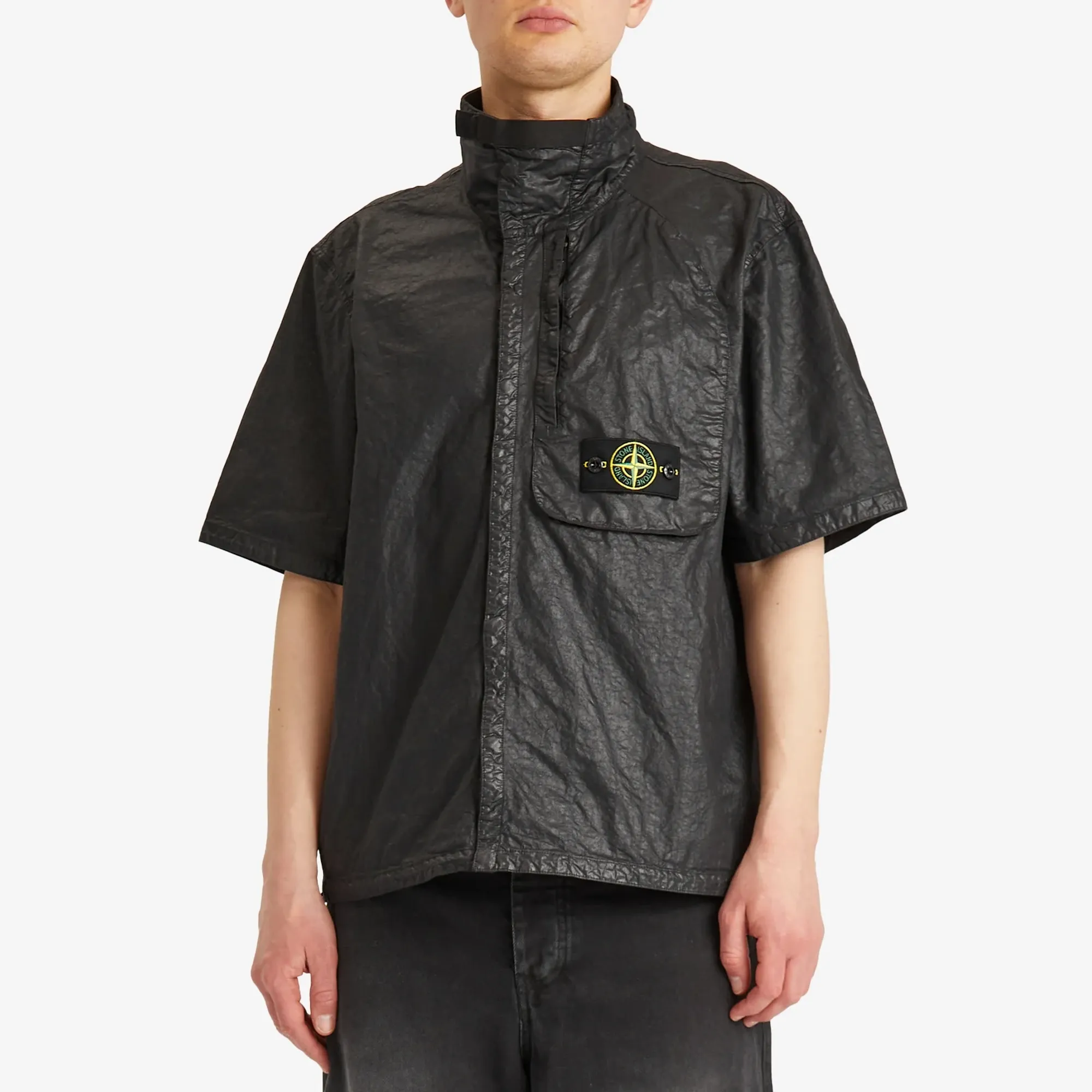 Stone Island Men's Organic Nylon Panama-TC Short Sleeve Shirt