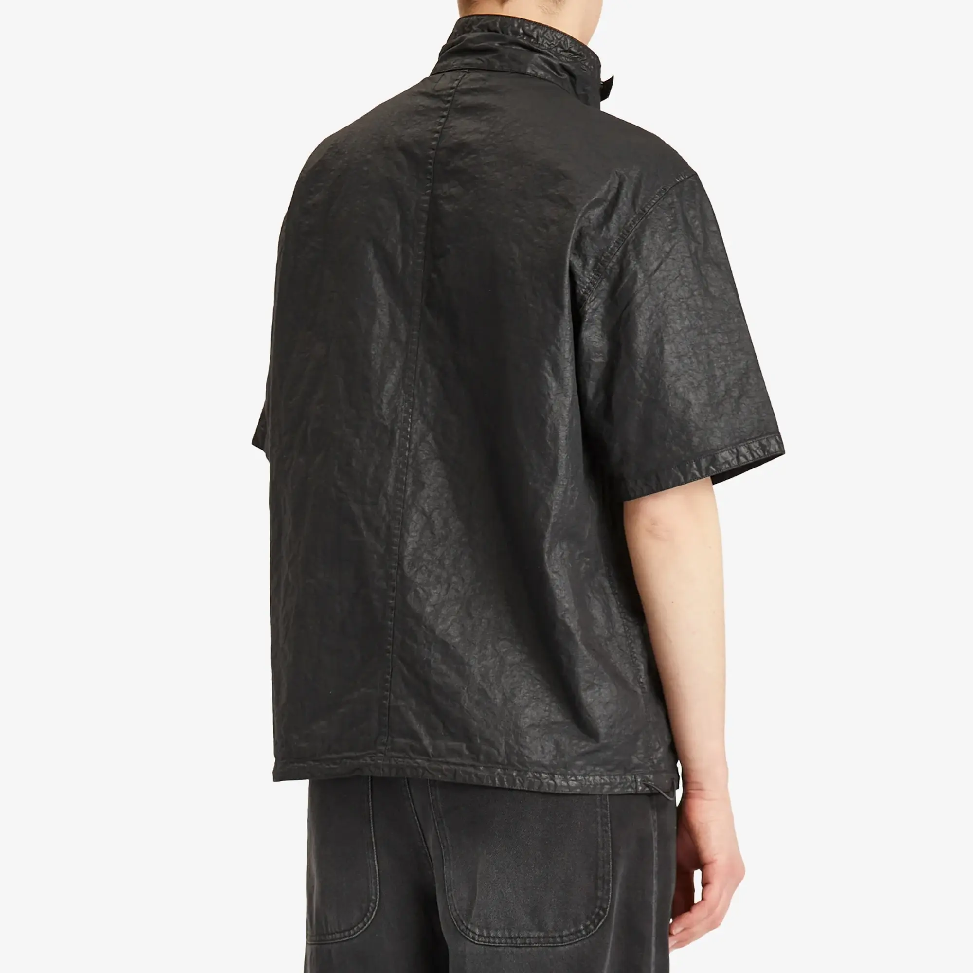 Stone Island Men's Organic Nylon Panama-TC Short Sleeve Shirt Black