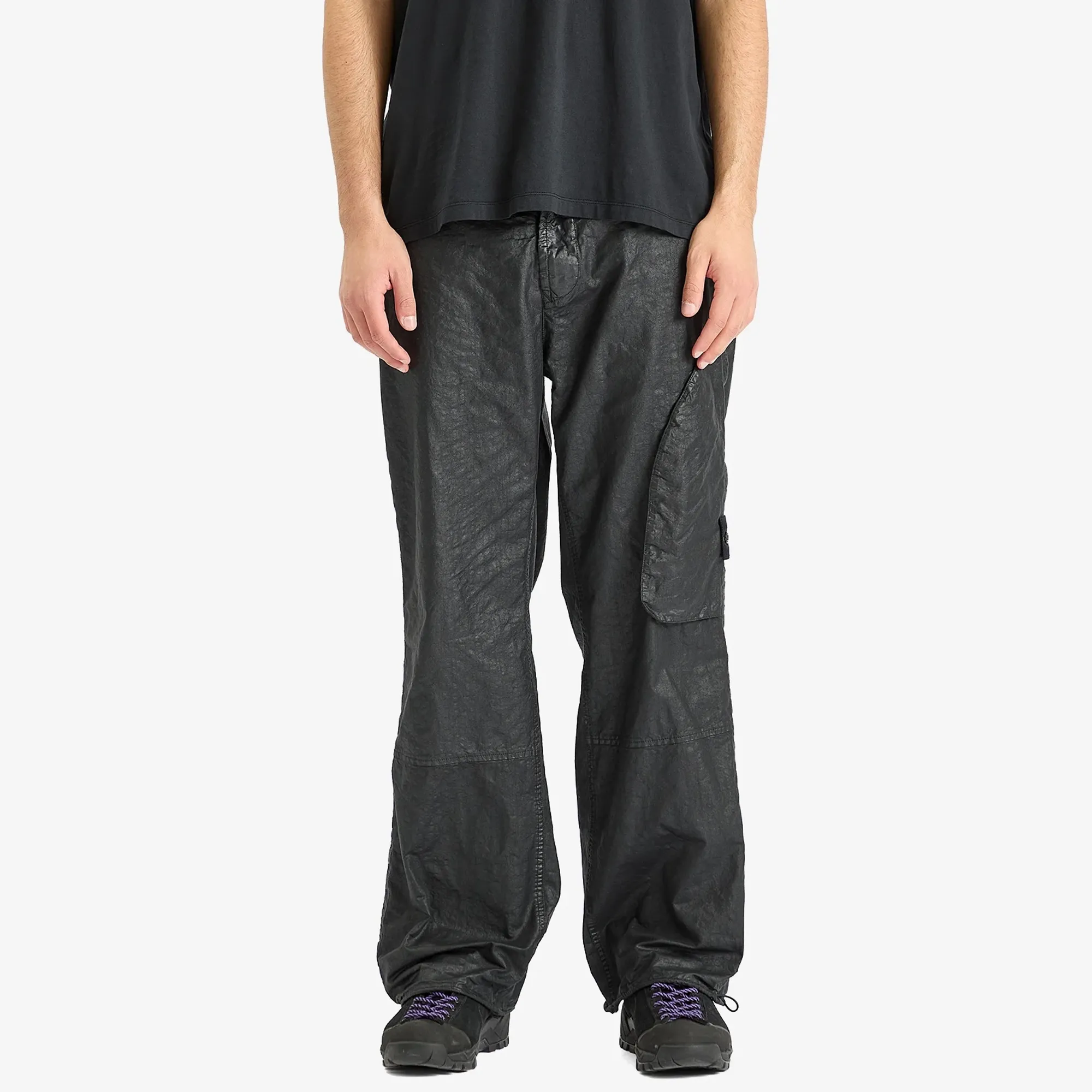 Stone Island Men's Organic Nylon Panama-TC Cargo Pants Black