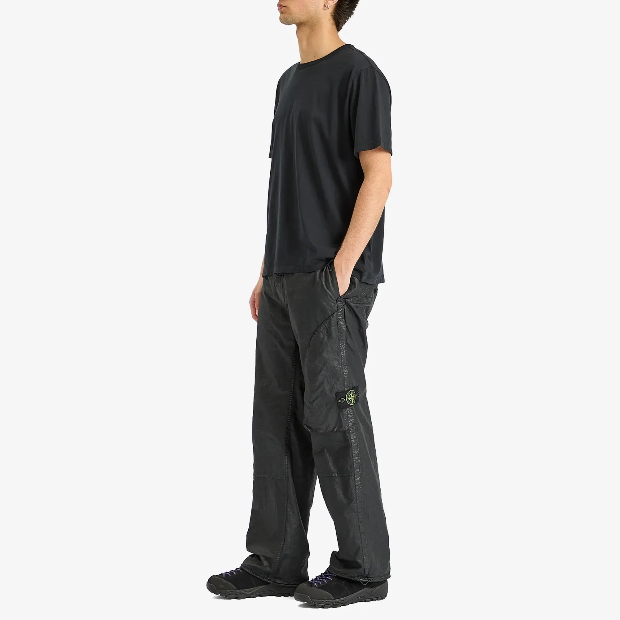 Stone Island Men's Organic Nylon Panama-TC Cargo Pants Black