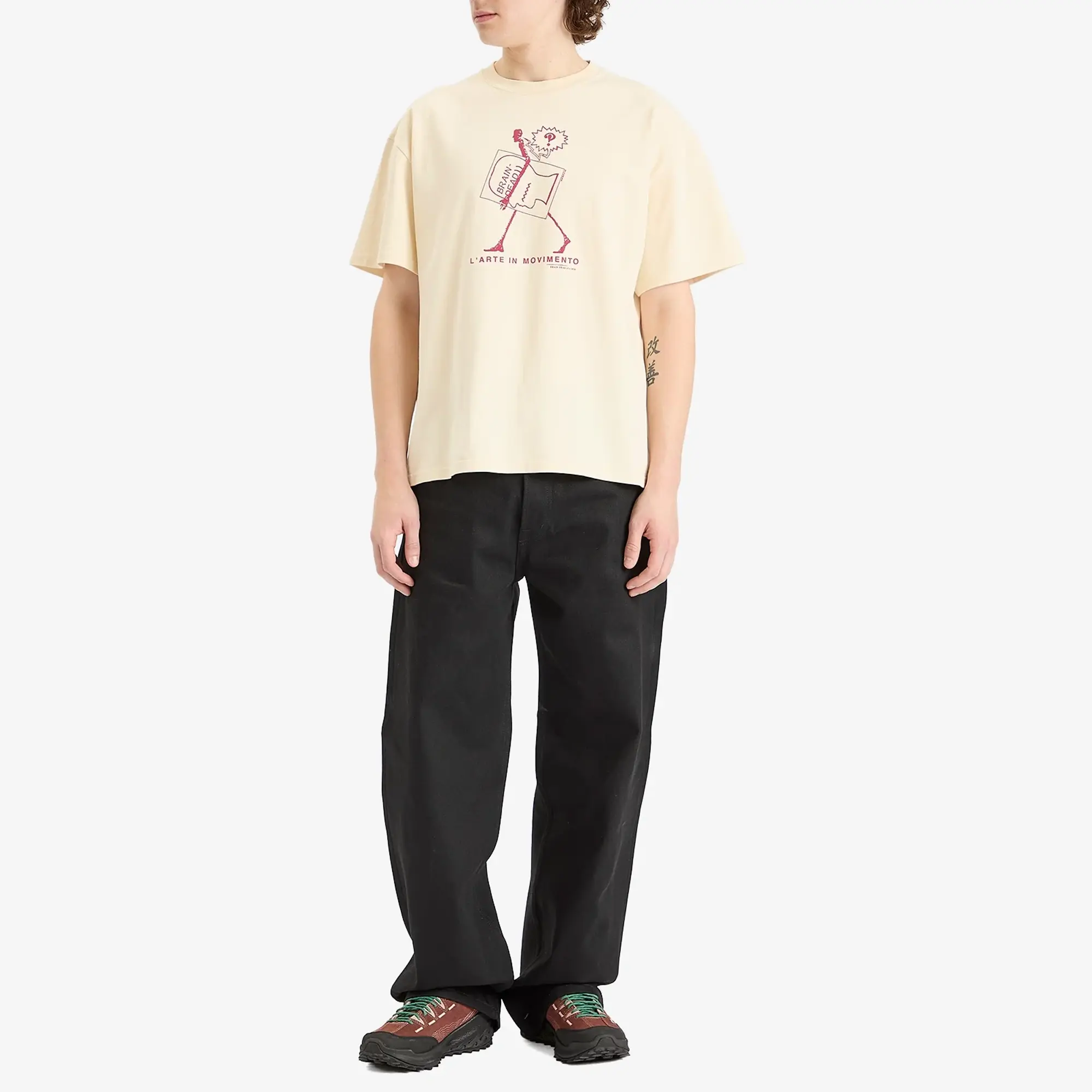 Brain Dead Men's Movimento T-Shirt Cream