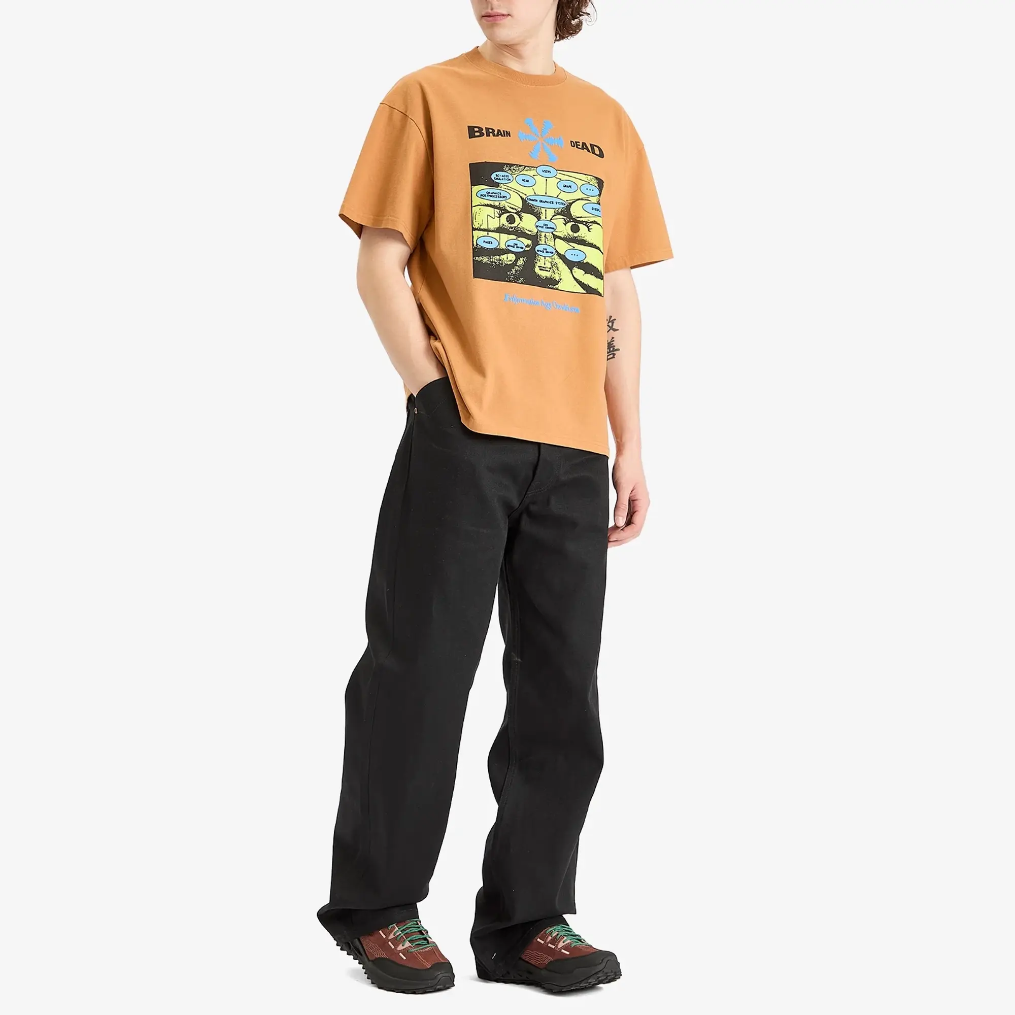 Brain Dead Men's Information Age Occultism T-Shirt Cumin