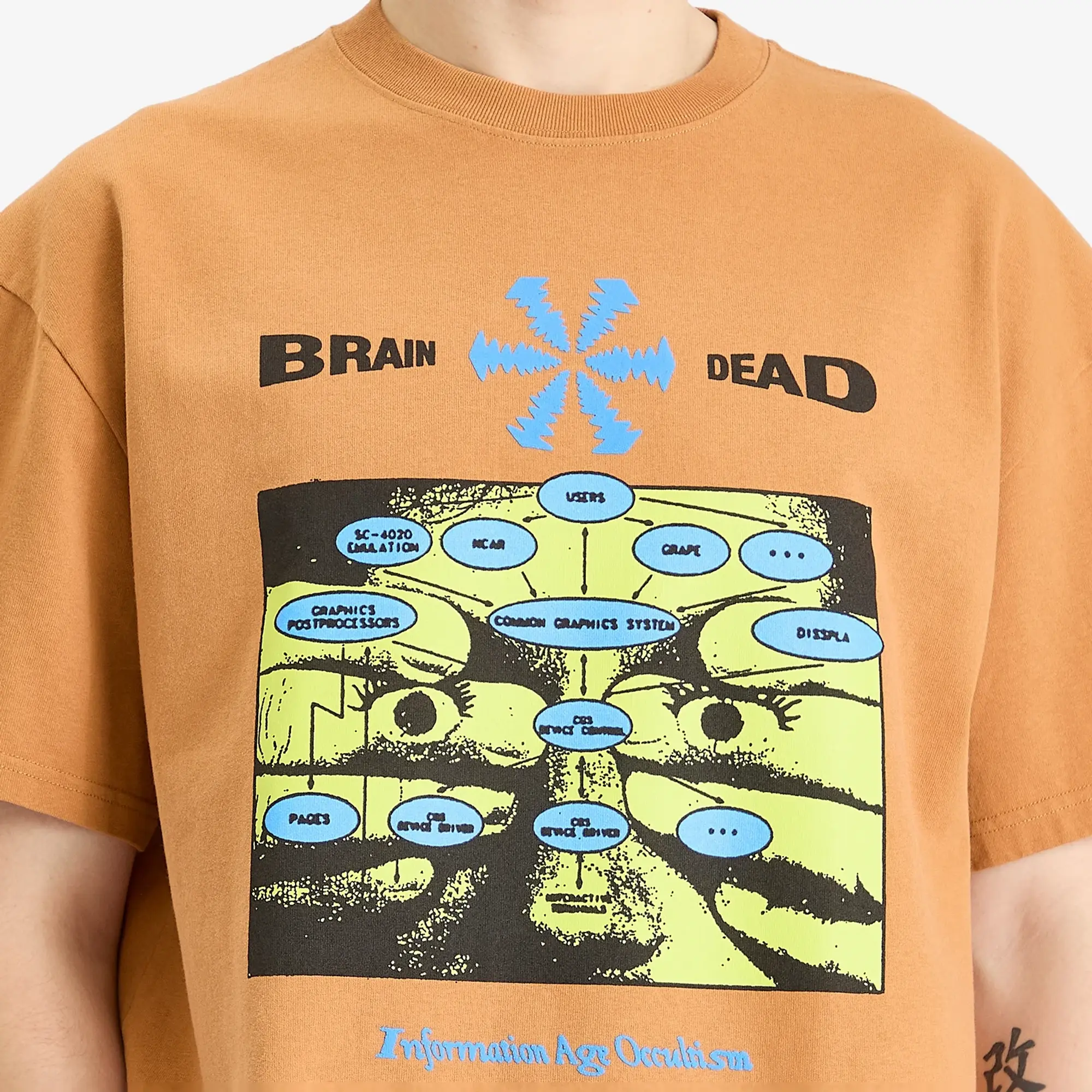 Brain Dead Men's Information Age Occultism T-Shirt Cumin