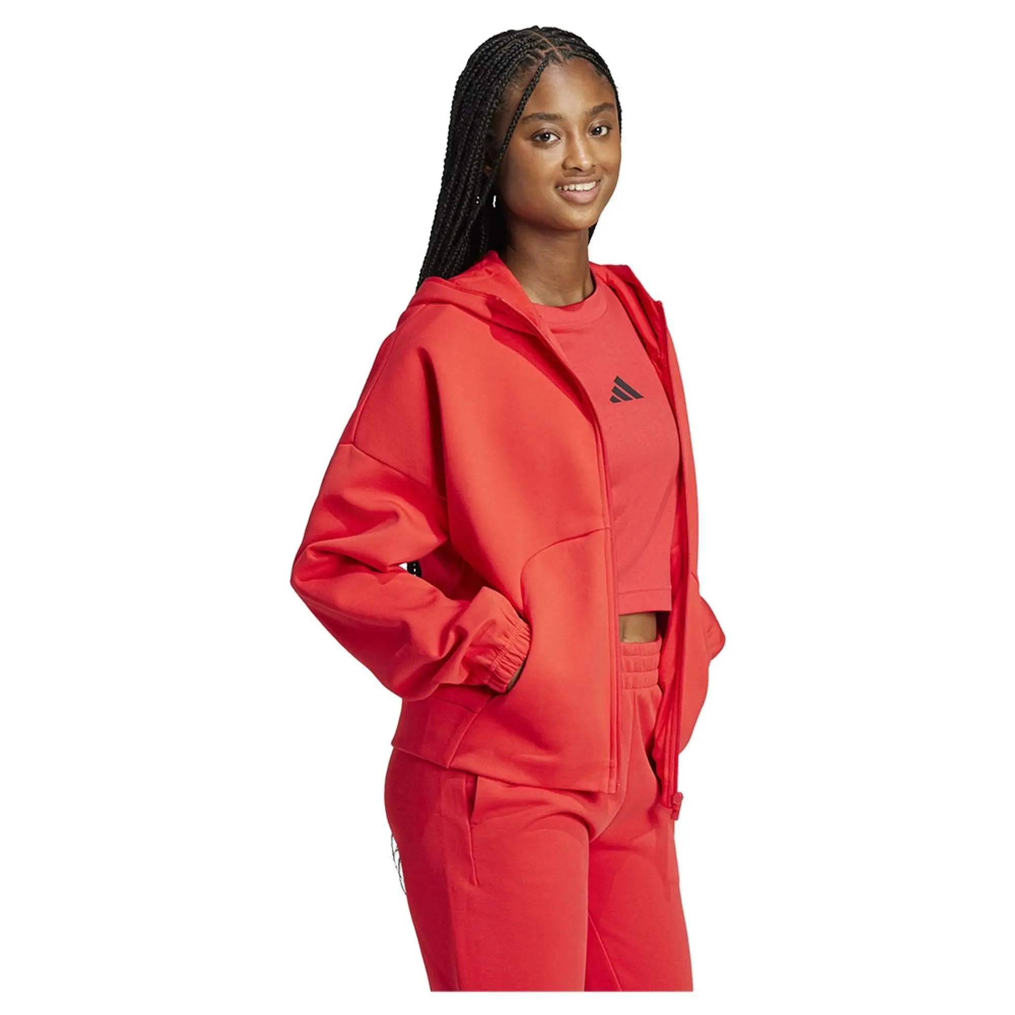 Manchester United x adidas Womens Future Icons Full Zip Hoodie Red