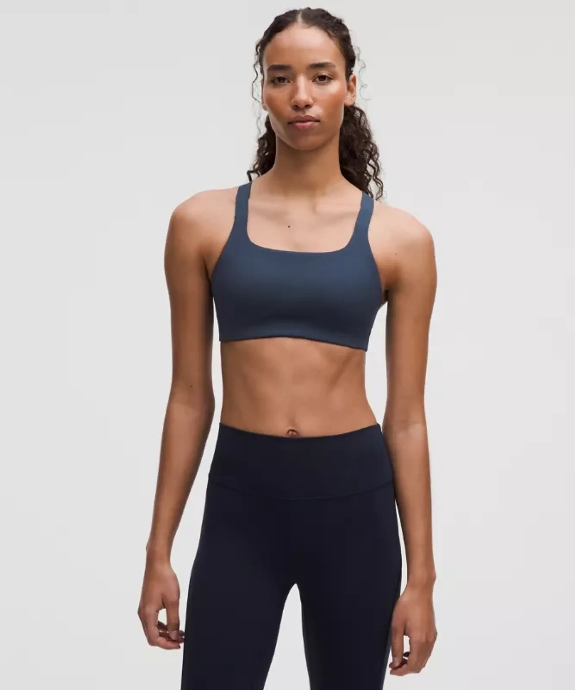lululemon – Women's Ultralu Square-Neck Workout Sports Bra Medium Support, B/C Cup – Color Blue – Size 10
