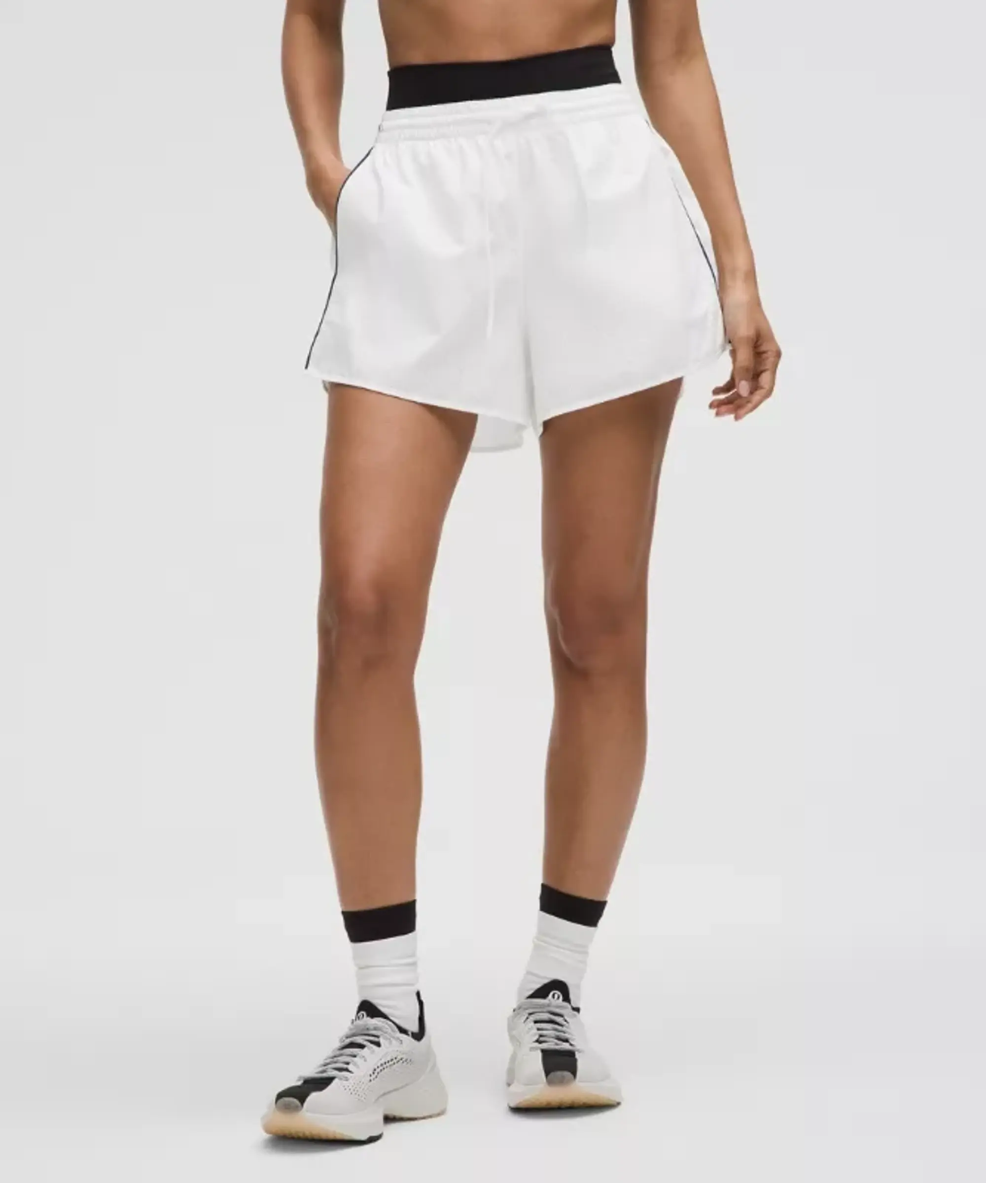 lululemon – Women's Court Rival High-Rise Shorts Perforated – 3" – Color White/Blue – Size 0