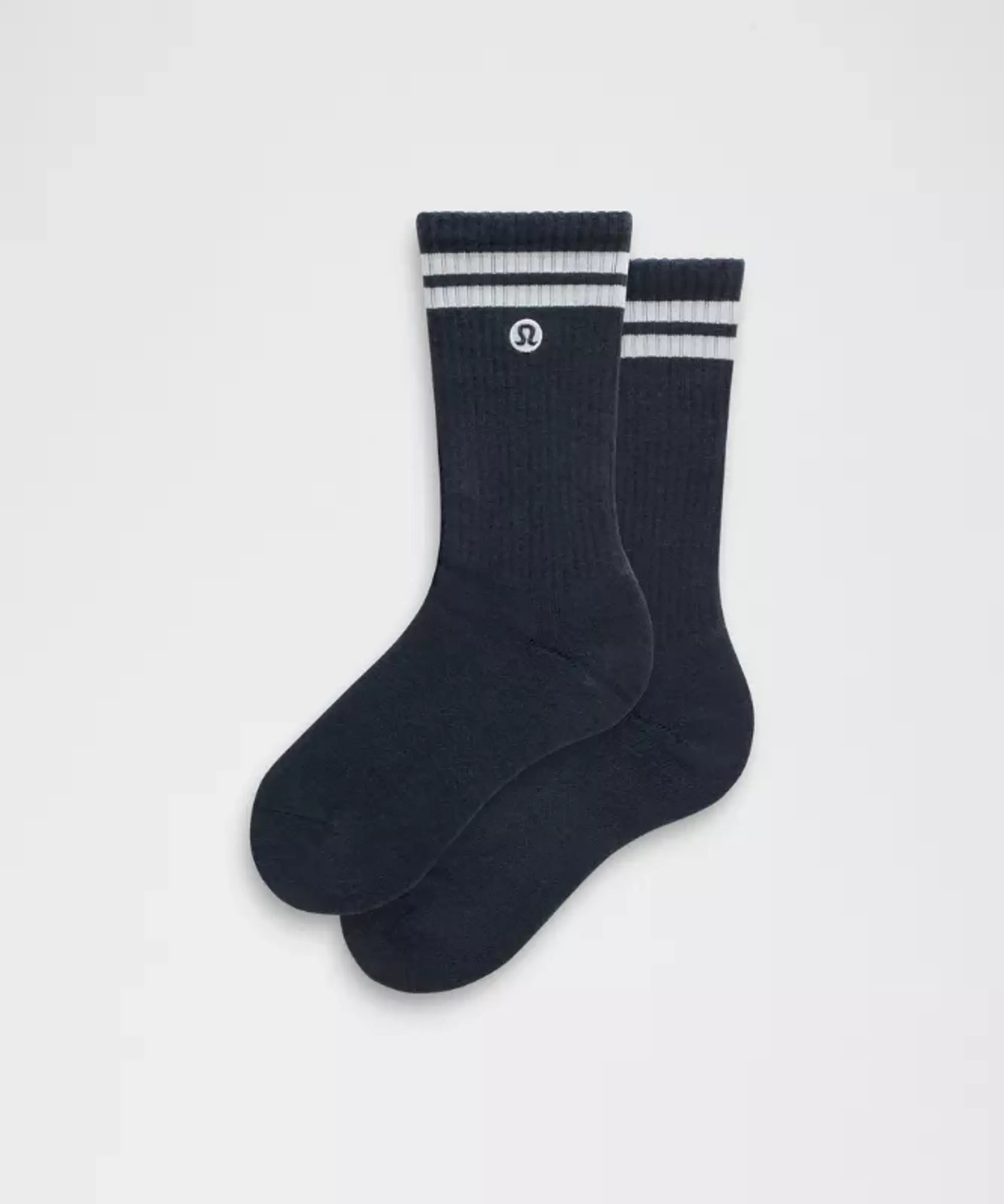 lululemon – Men's Unisex Daily Essential Crew Socks Stripe – Color White/Blue – Size L