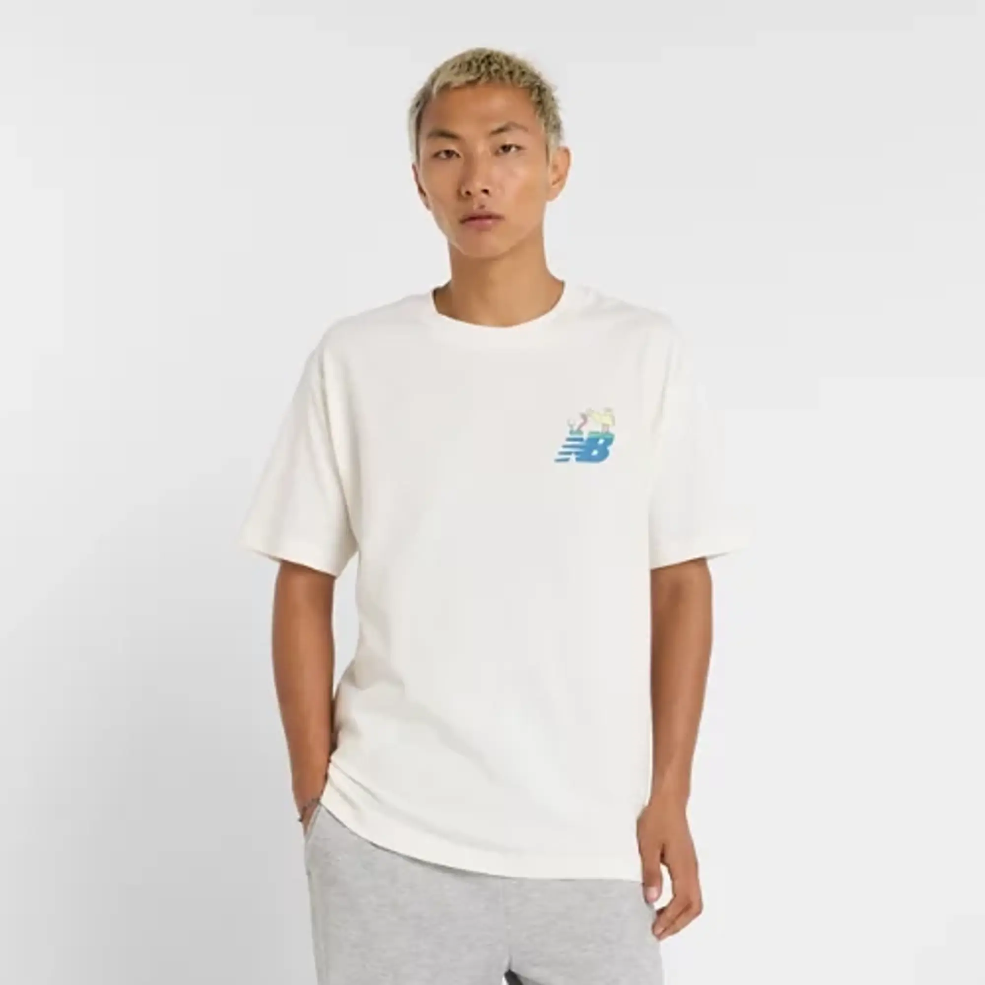 New Balance Men's Athletics Golf Cartoon T-Shirt in White Cotton