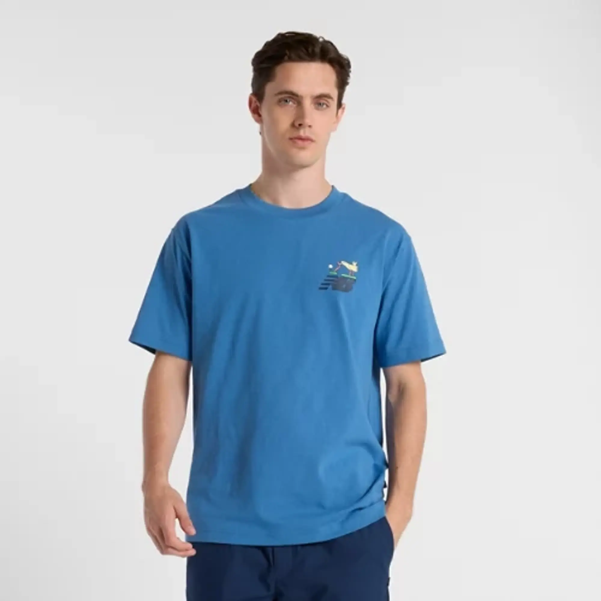 New Balance Men's Athletics Golf Cartoon T-Shirt in Blue Cotton